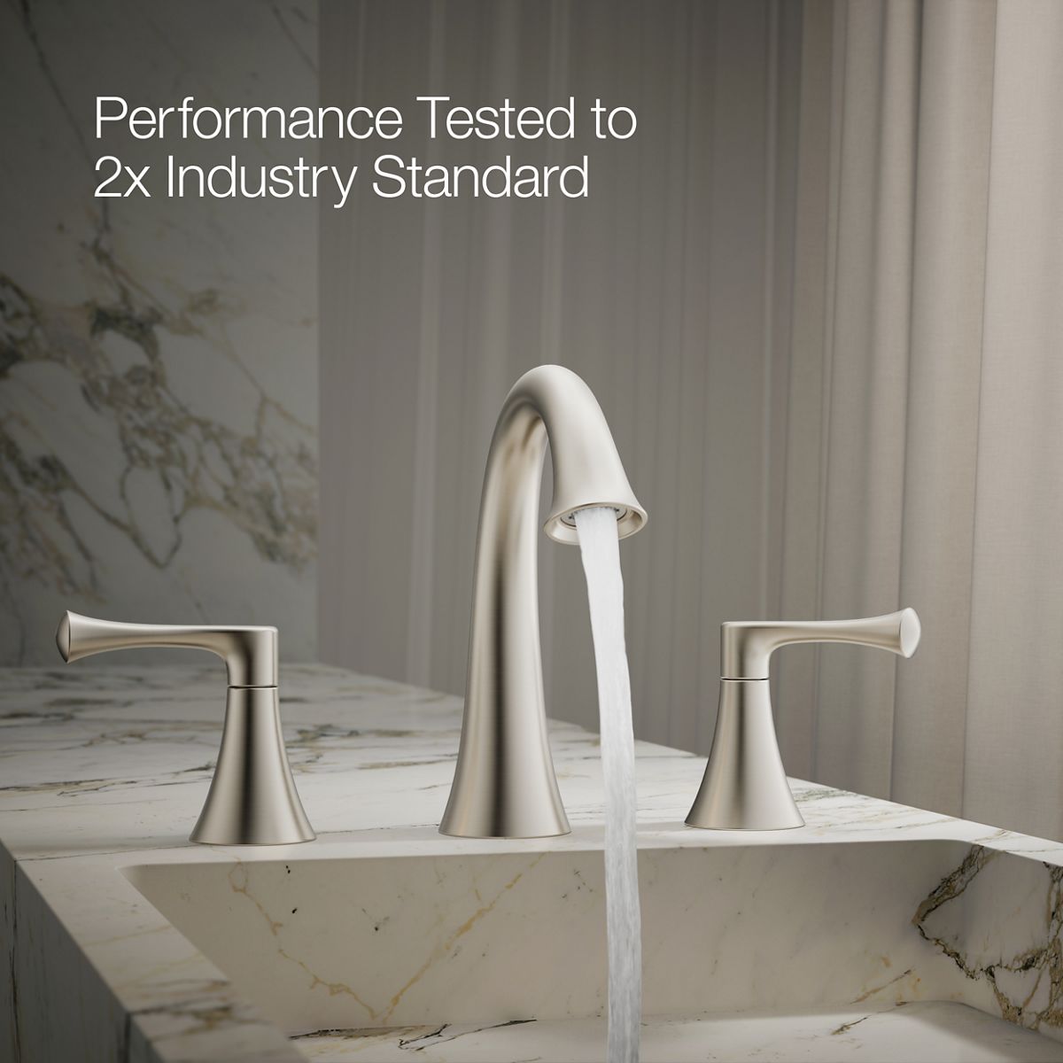 KOHLER Lilyfield Brushed Nickel Widespread 2-handle High-arc