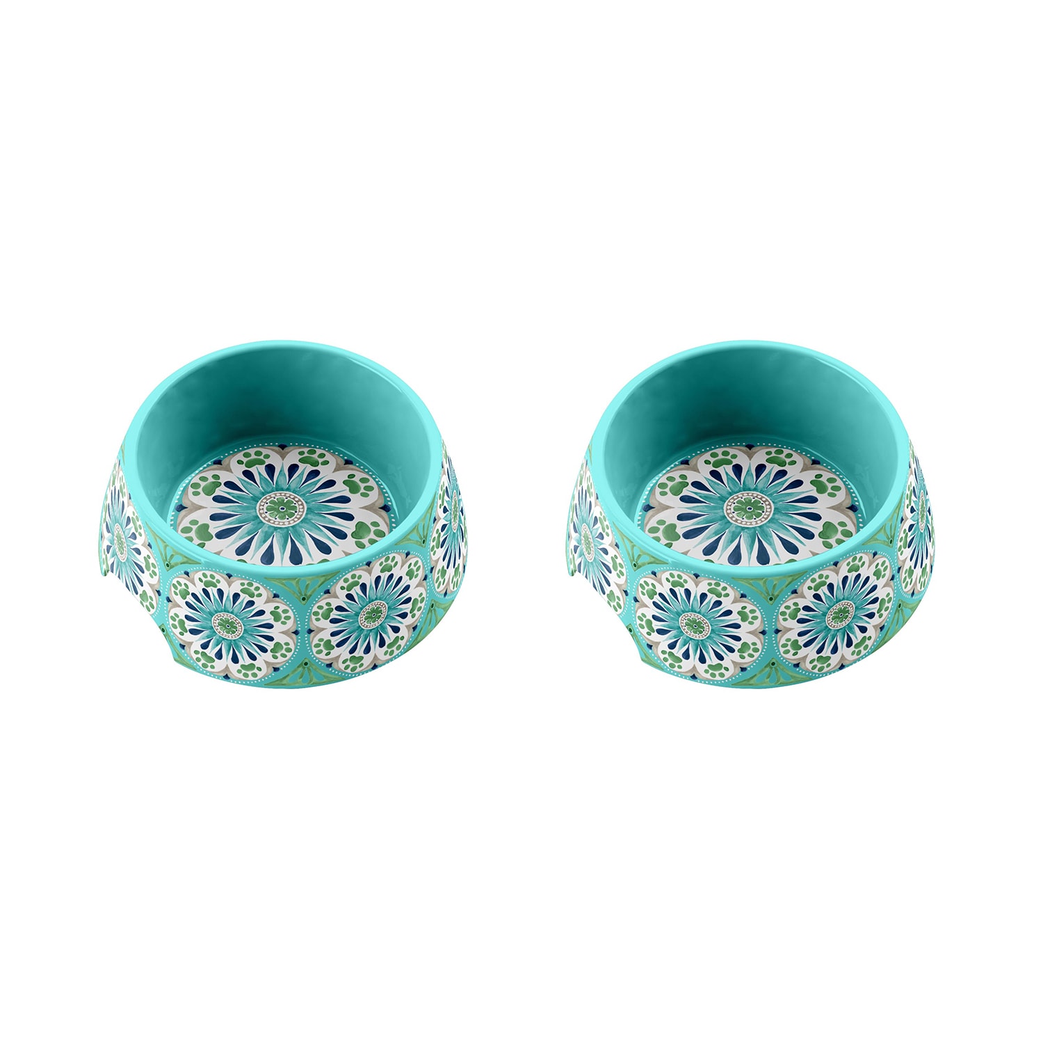 TarHong Carmel Medallion 20-oz Melamine Dog/Cat Bowl set 2 Bowls