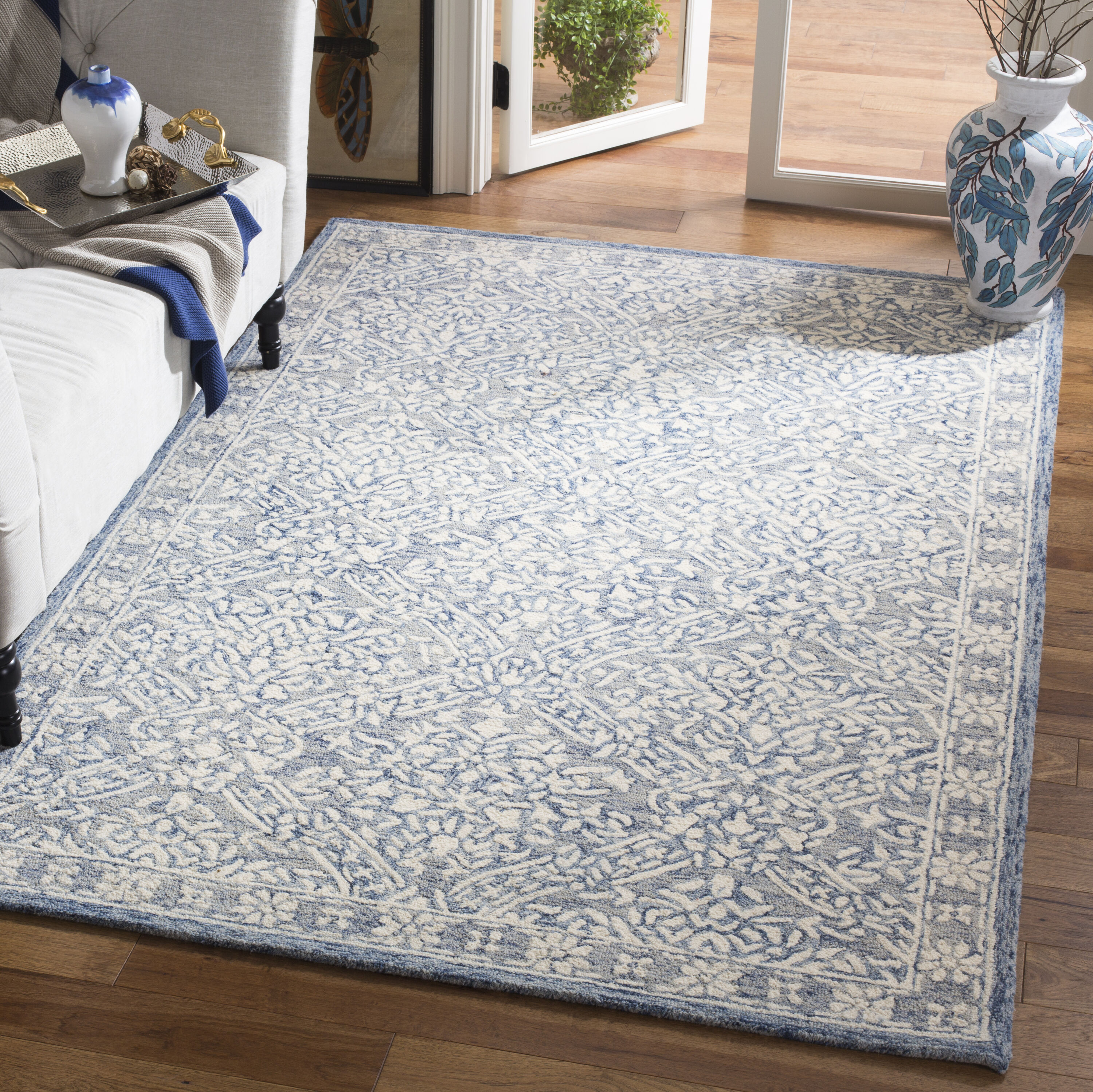 Micro-Loop 510M Blue Ivory 4 x 6 Rectangular Area rug