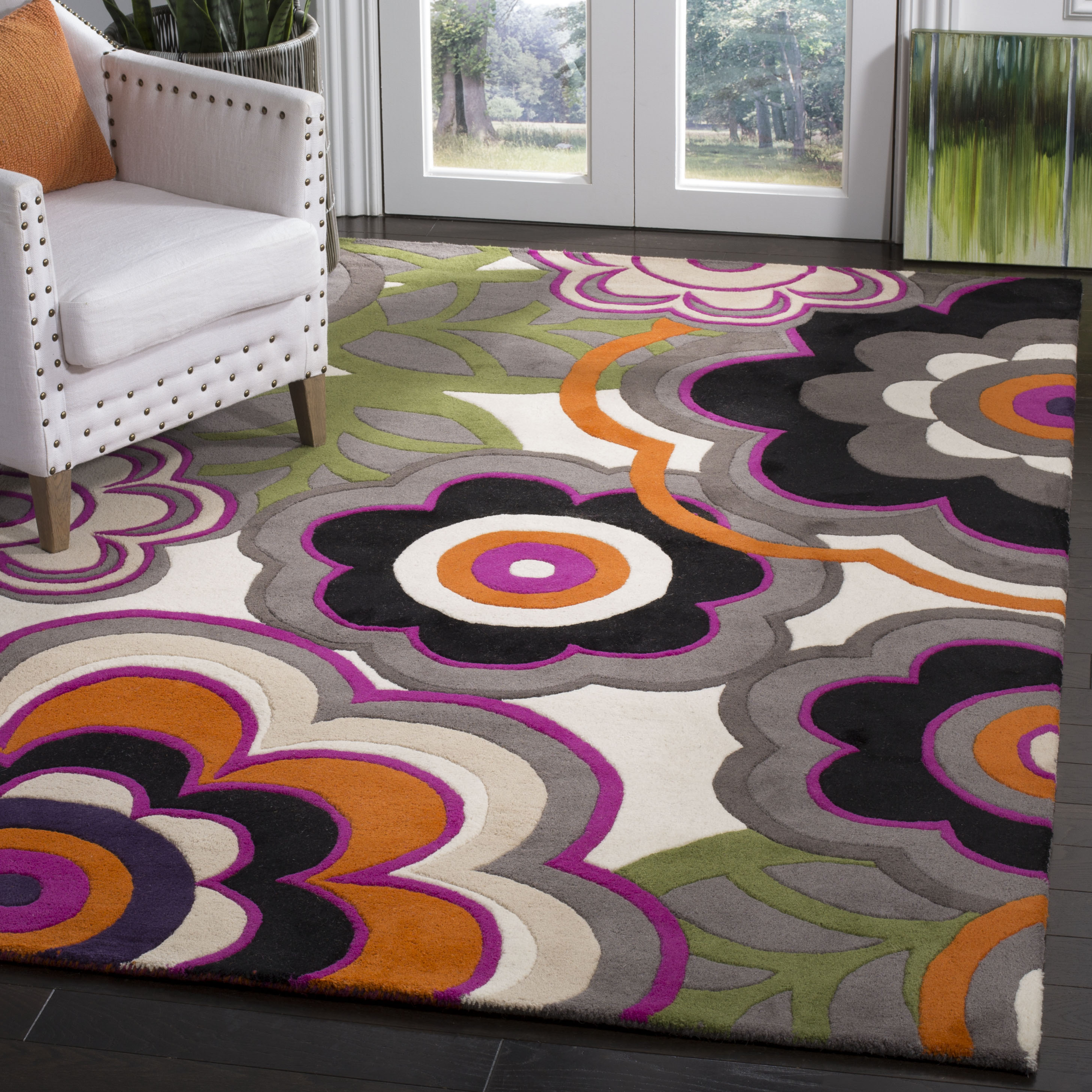 Soho 8' x 8' Square Multi-Color Wool Tufted Area Rug