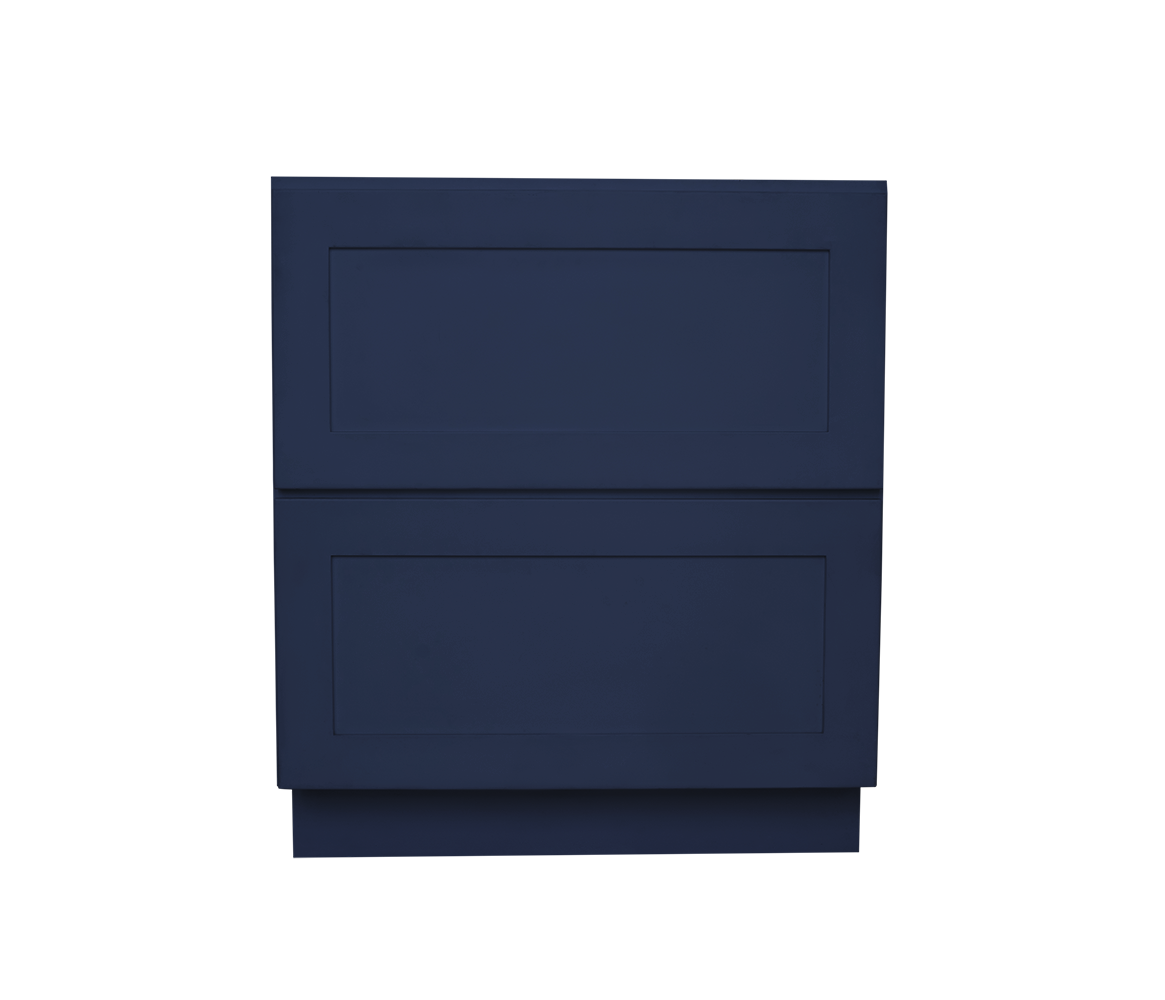 RELIABILT LS-SN-DB30-2 Creston 30-in W x 34.5-in H x 24-in D Navy Blue 2 -Drawers Drawer Base Ready to assemble Plywood Cabinet (Recessed Panel Shaker)