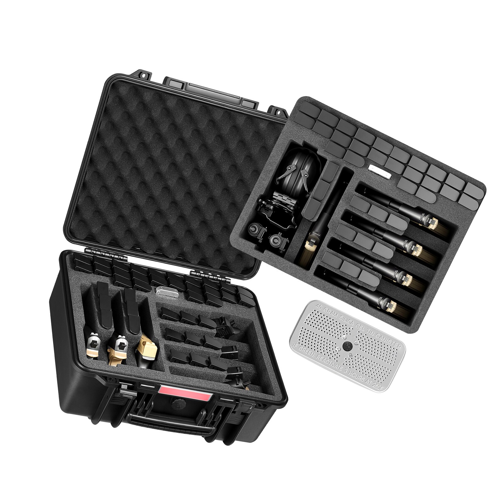GIVIMO Hard Pistol Case 19.3-in x 17.1-in x 8.3-in IP67 Waterproof with XPE Foam Holds 7 Handguns and 39 Magazines