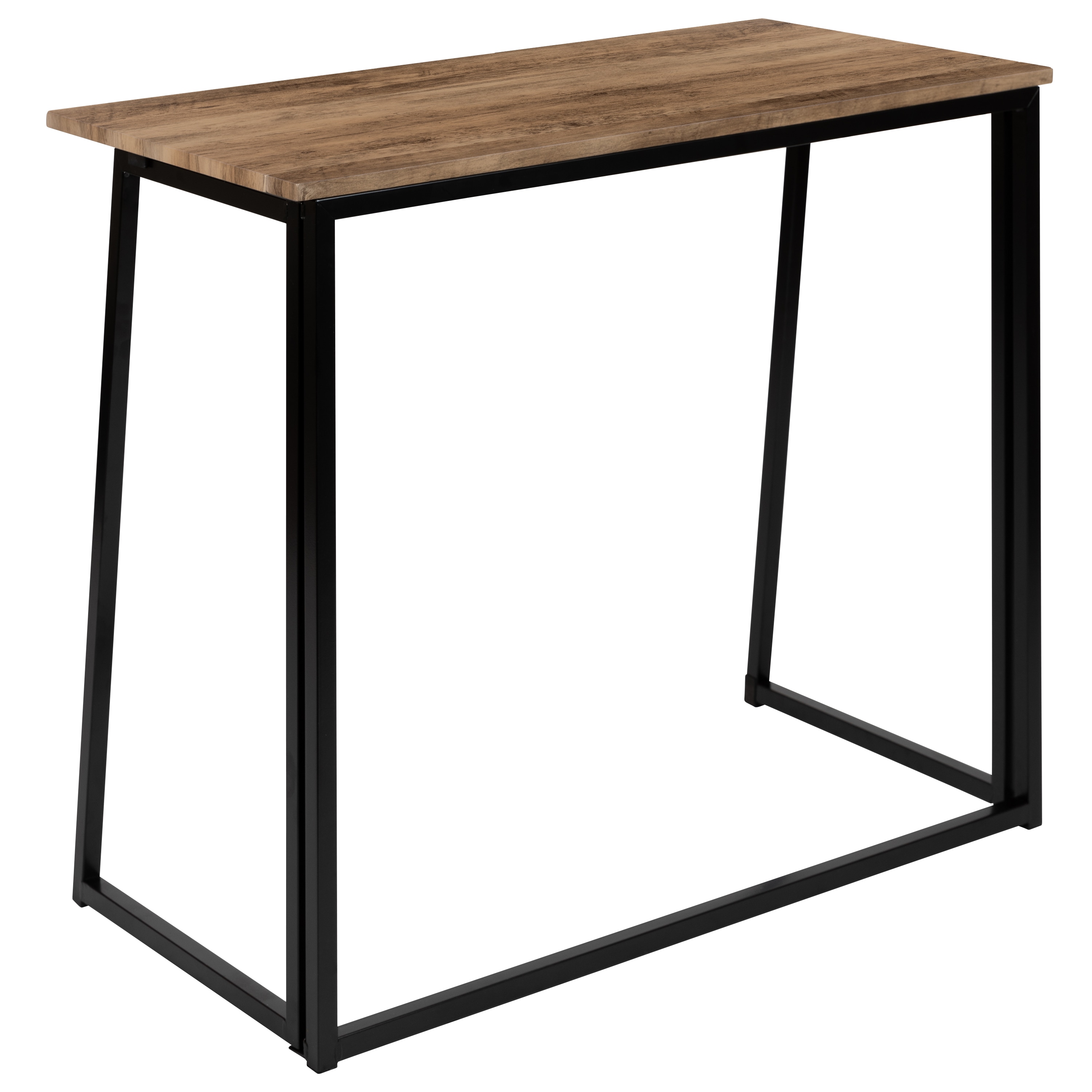 Small Rustic Natural Wood and Black Foldable Desk