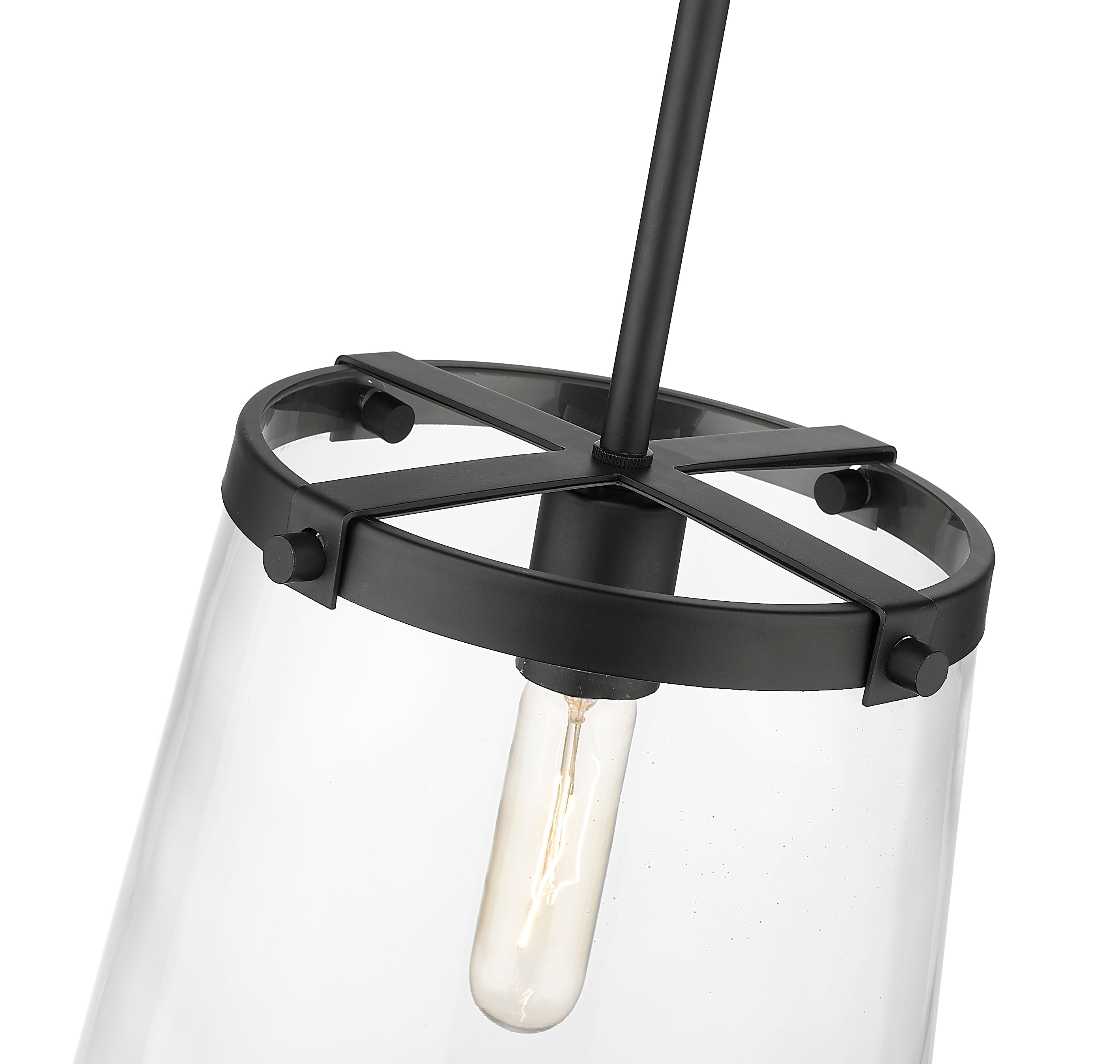 Callista Matte Black Hand-Crafted Glass Pendant Light