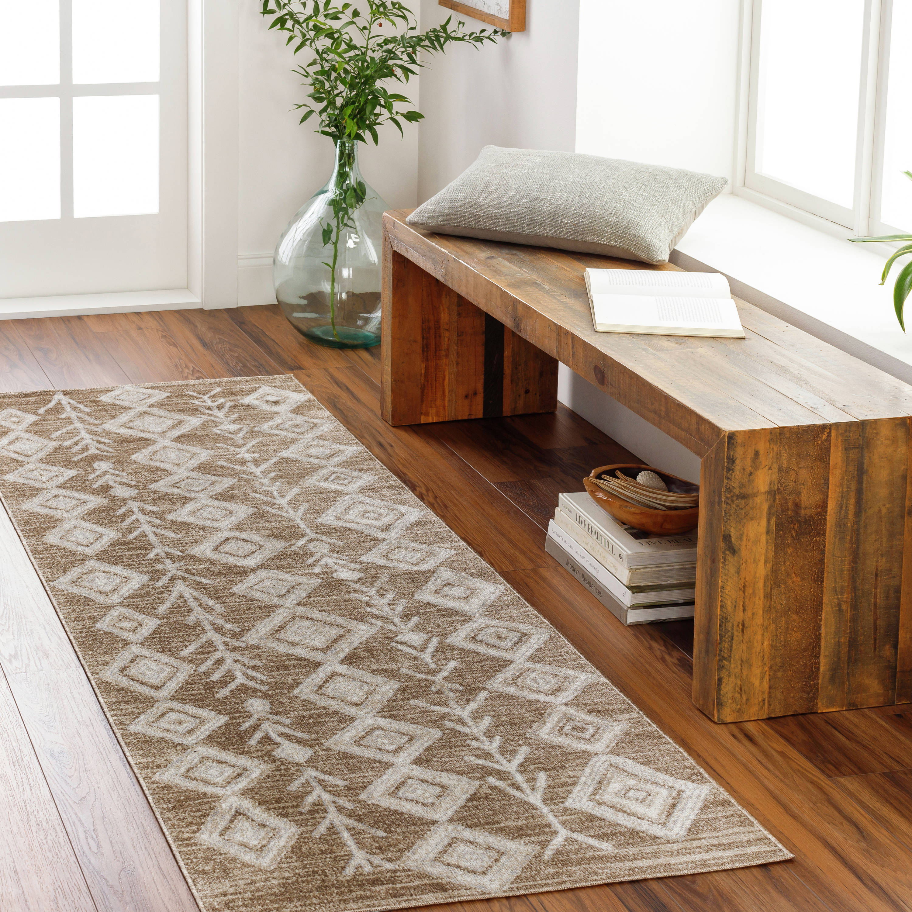 Artistic Weavers LVR2311-2773 Lavadora 3 X 8 Tan Indoor Medallion Global Machine Washable Runner Rug