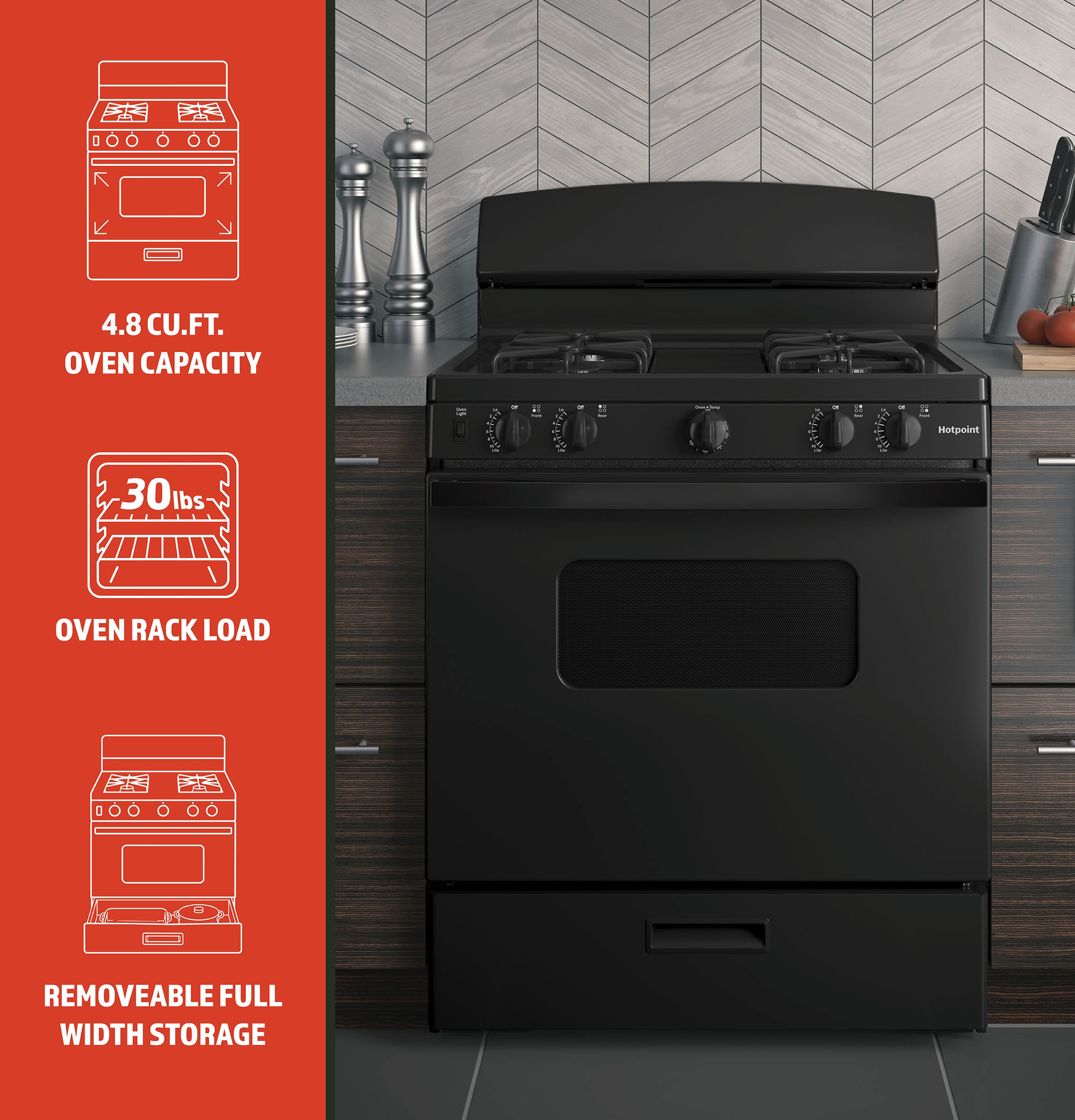 Hotpoint RGBS330DRBB Freestanding-Gas-Ranges - View #2