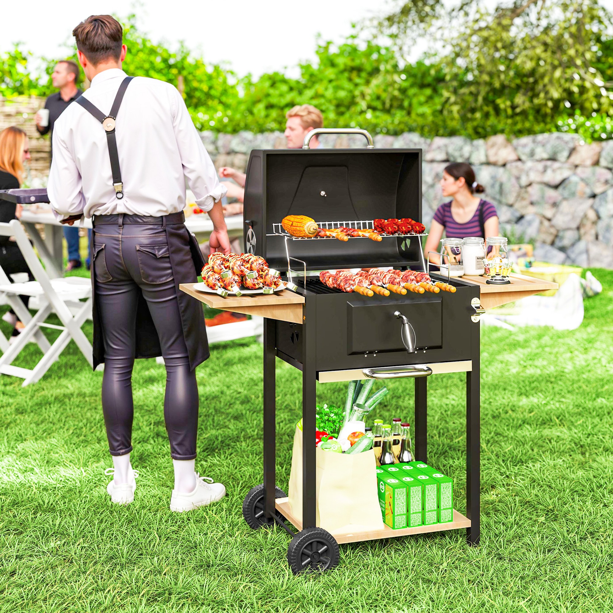 Outsunny 846-169V00BK Charcoal-Grills - View #2