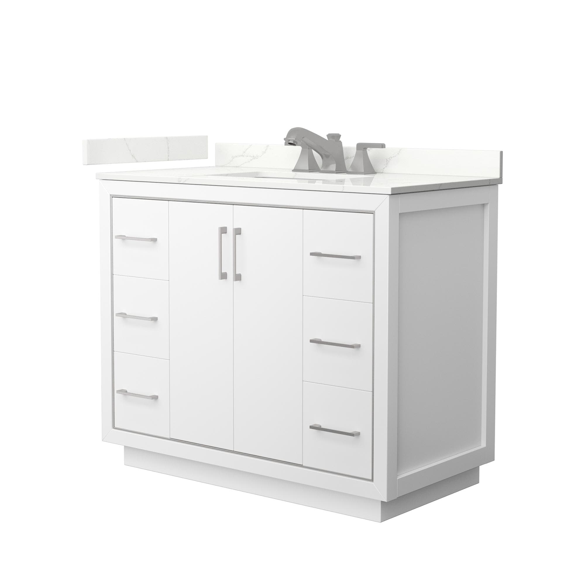 Wyndham Collection WCF111142SWHGTUS3MXX Icon 42-in White Undermount Single Sink Bathroom Vanity with Giotto Quartz Quartz Top
