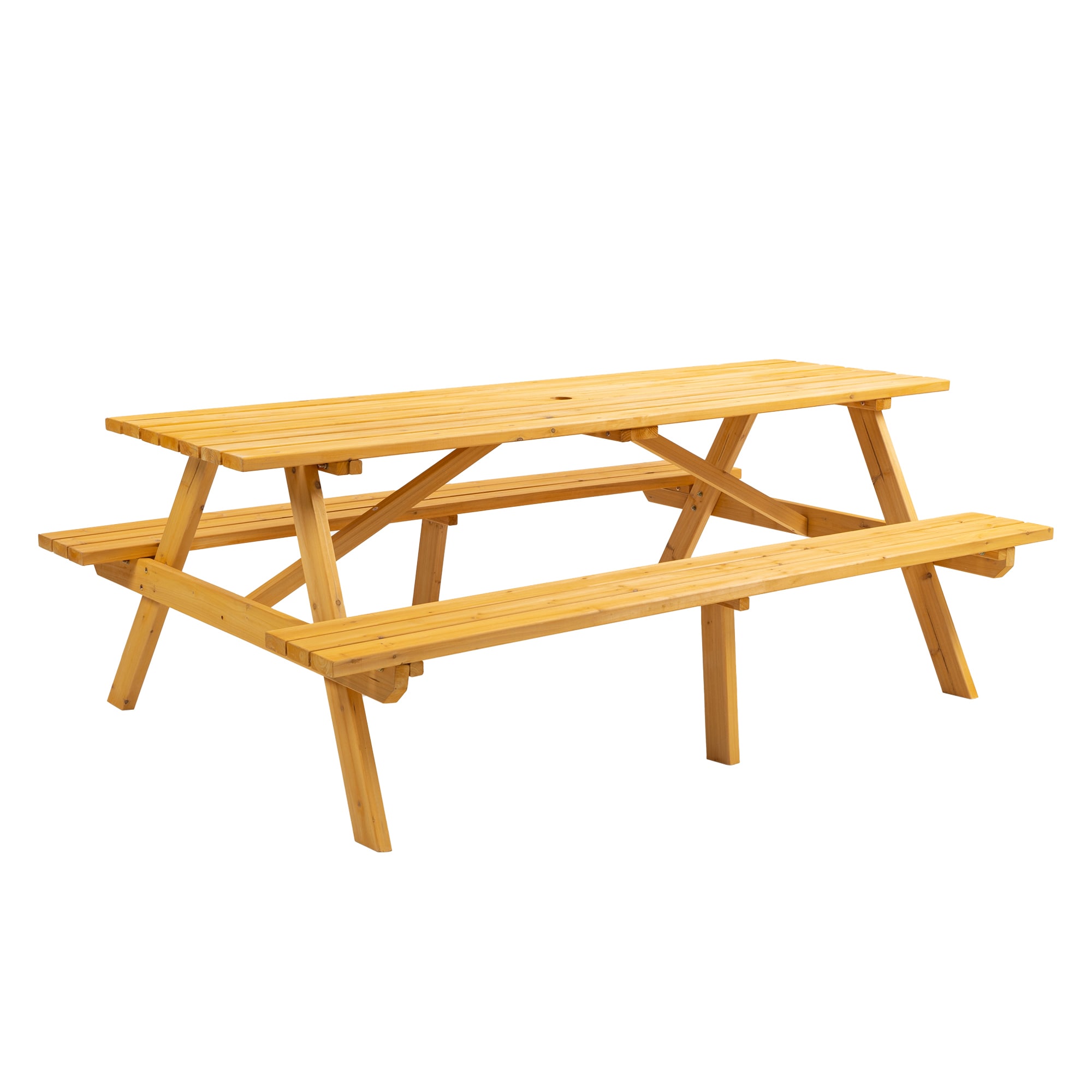 SINOFURN SYA210008BK 75-in Yellow wood Rectangle Picnic Table