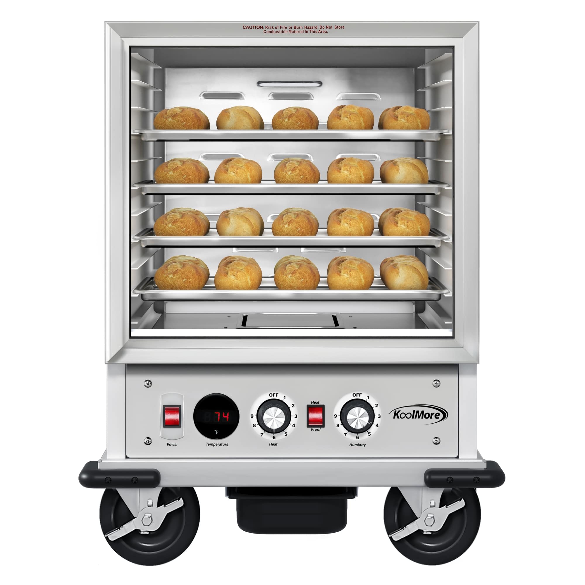 KoolMore LMP-KM-CHP12-SIGL 33 in. Commercial Insulated Half-Size Heated Holding Proofing Cabinet with 11-Pan Capacity and Glass Door in Silver