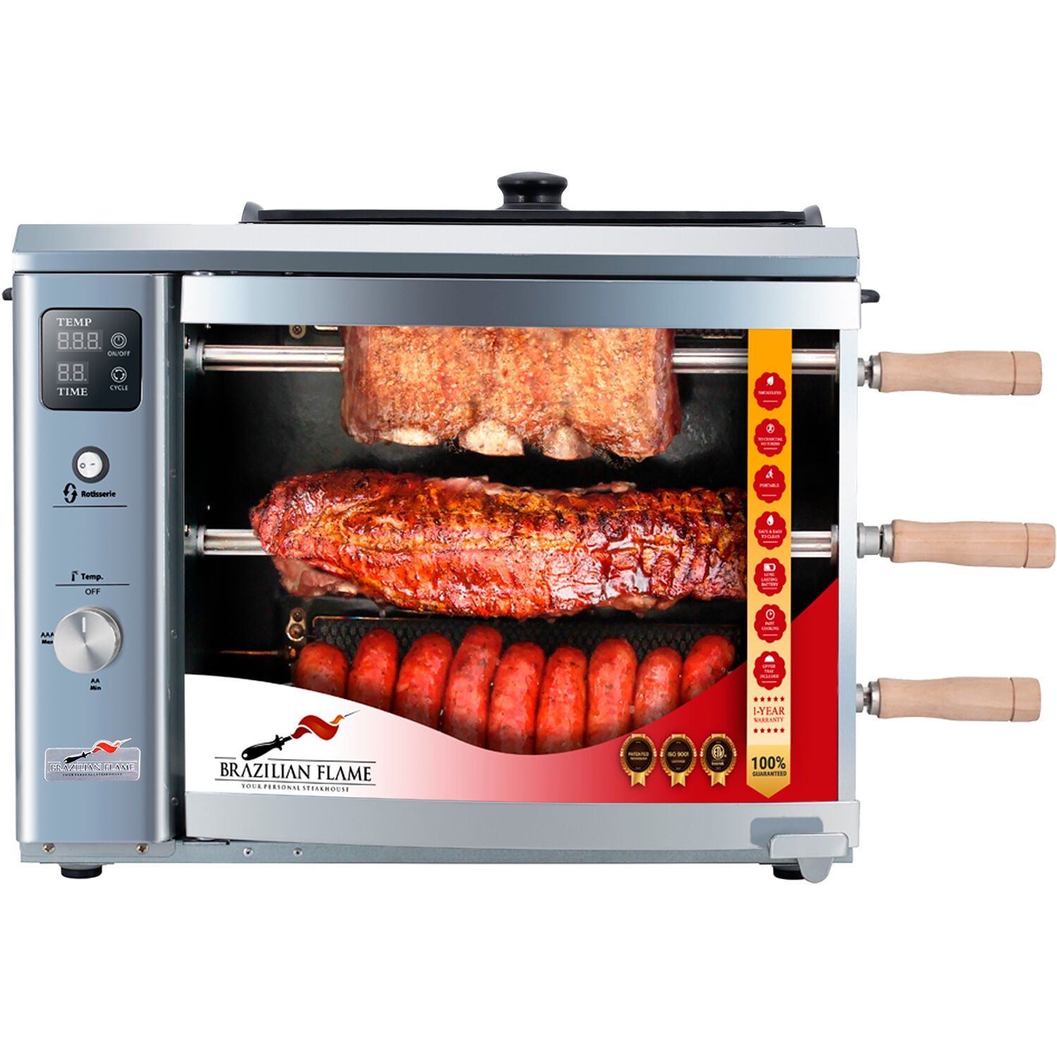 Brazilian Flame BG-03LXK-SILVER 1.67-Sq. in Silver Portable Liquid propane Grill