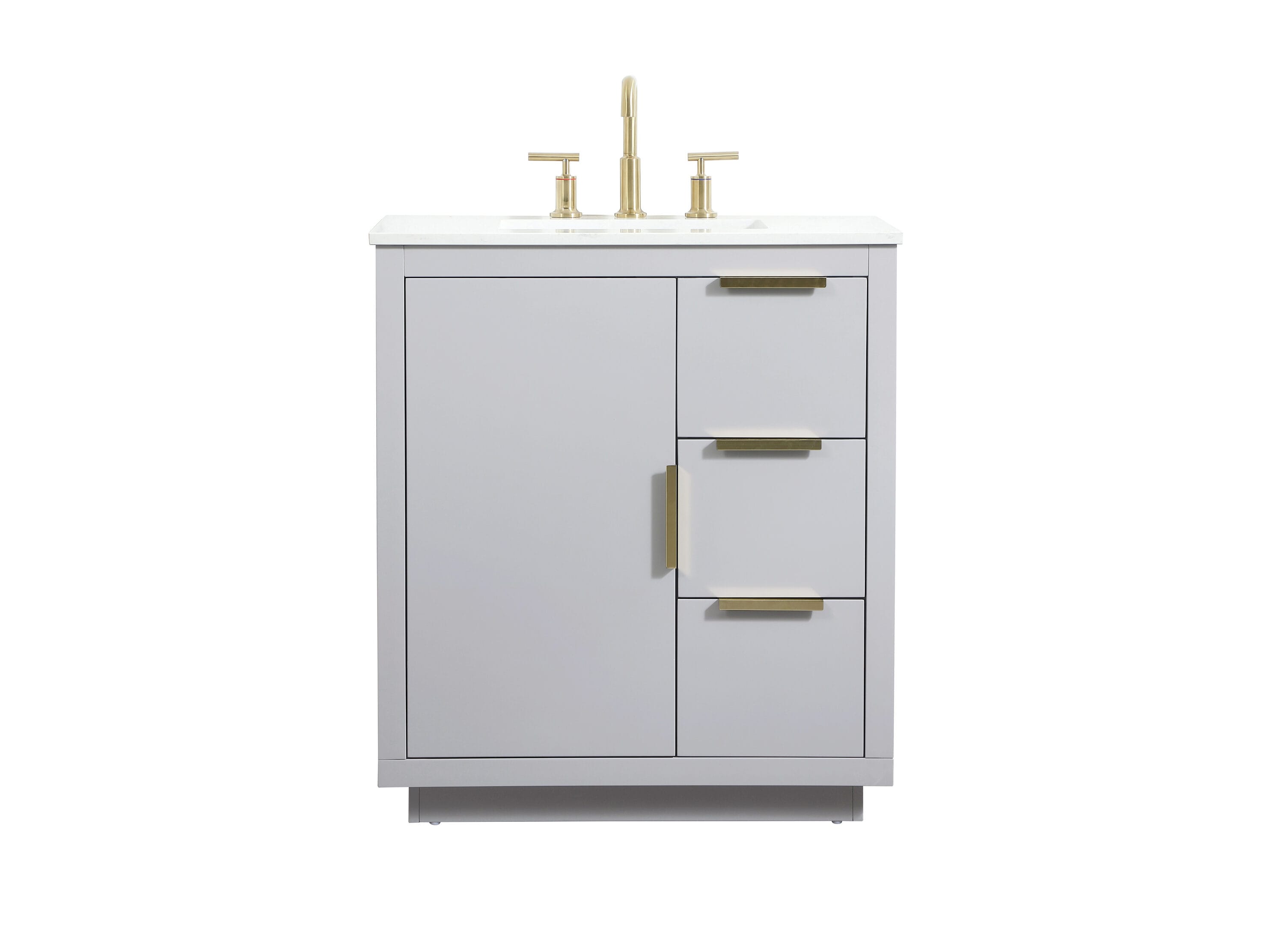 Home Furnishing 30-in Grey Undermount Single Sink Bathroom Vanity with Calacatta White Engineered Marble Top in Gray | - Elegant Decor HF58290GR