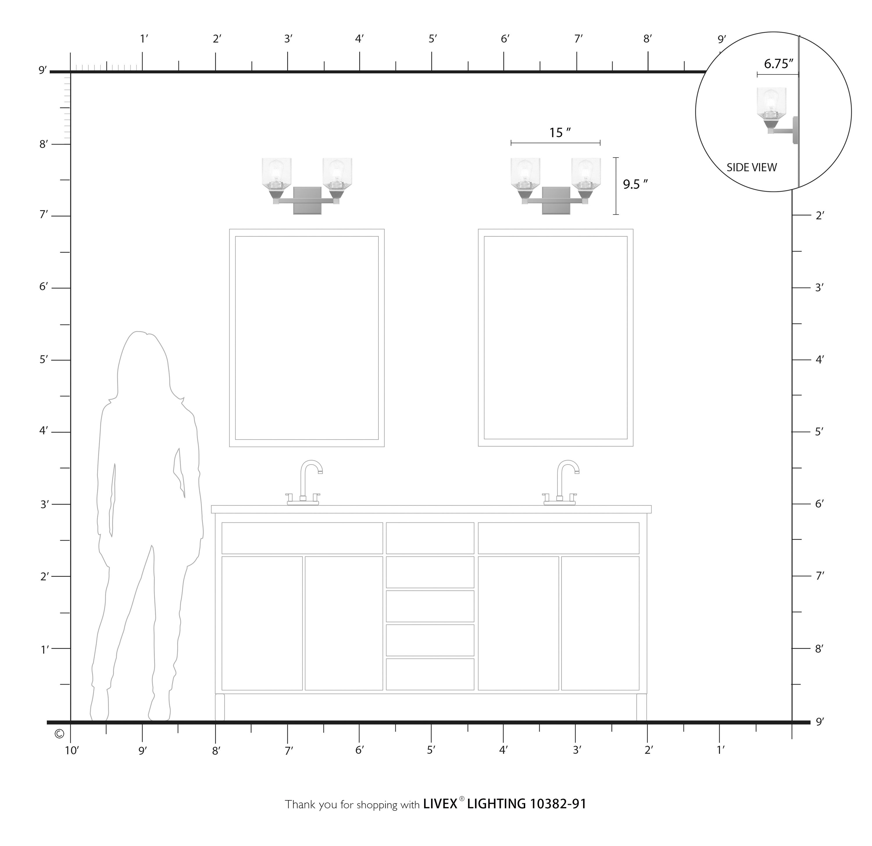 Aragon Seeded Glass Dual-Light Vanity Sconce in Black