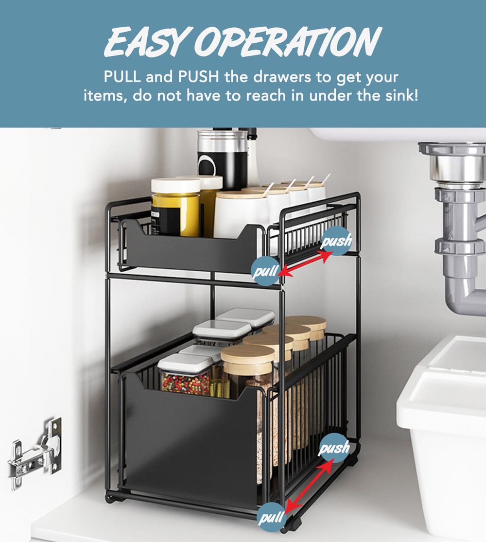 Storagebud 2-tier Under Sink Organizer - Black - 1 Pack : Target