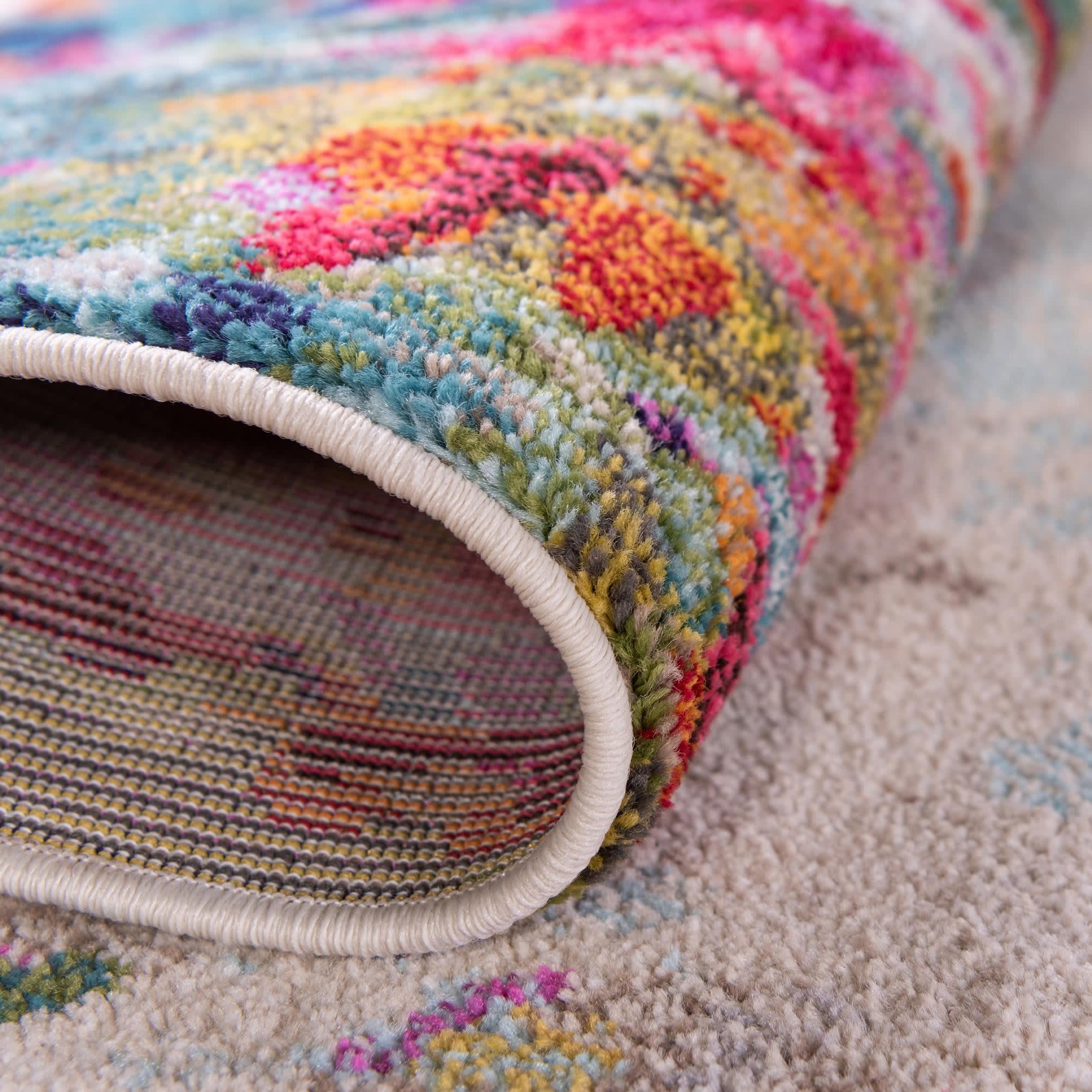 Joyous Multi-Color Abstract 6' x 9' Synthetic Rug