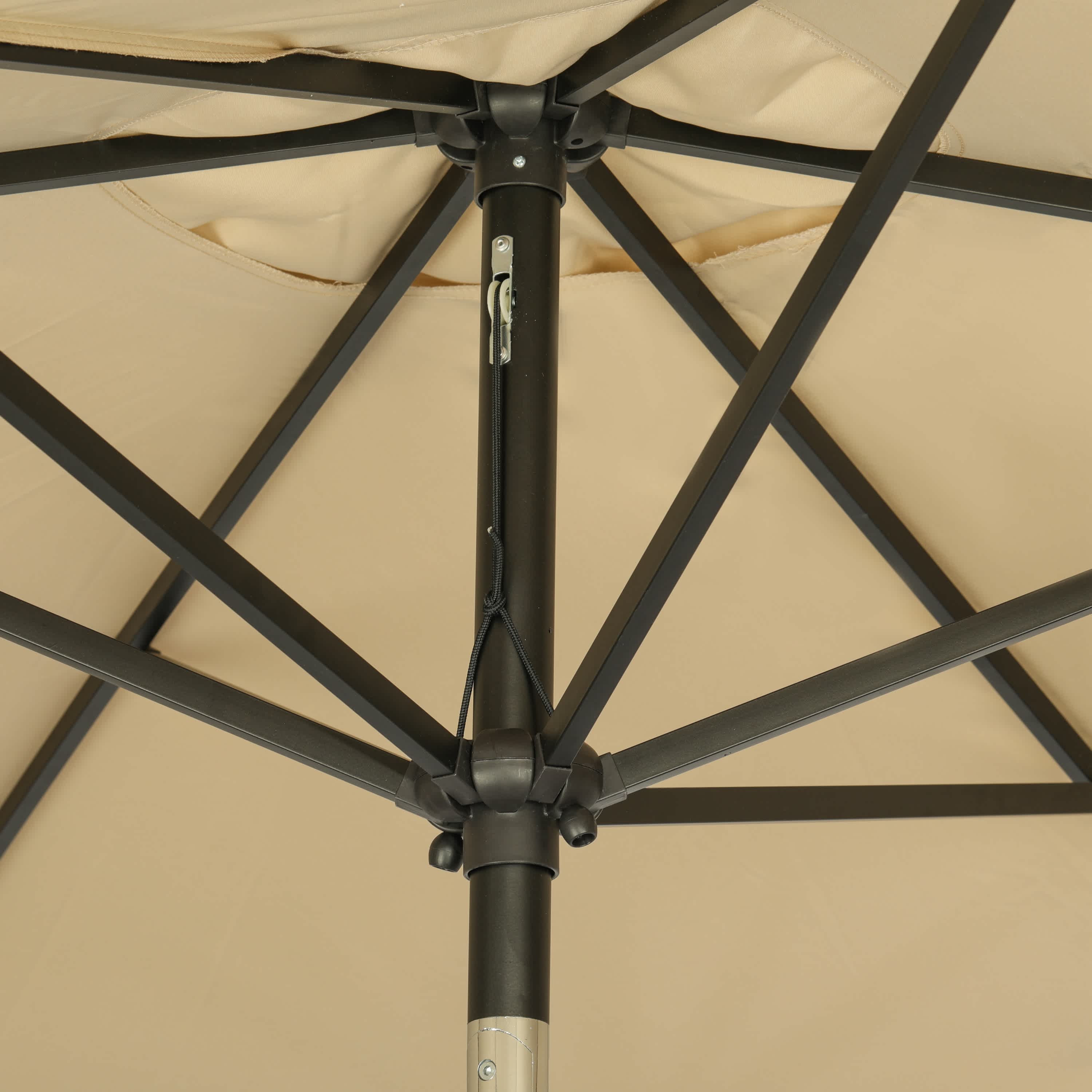 Bimini 6.5' x 10' Beige Polyester Market Umbrella with Steel Pole