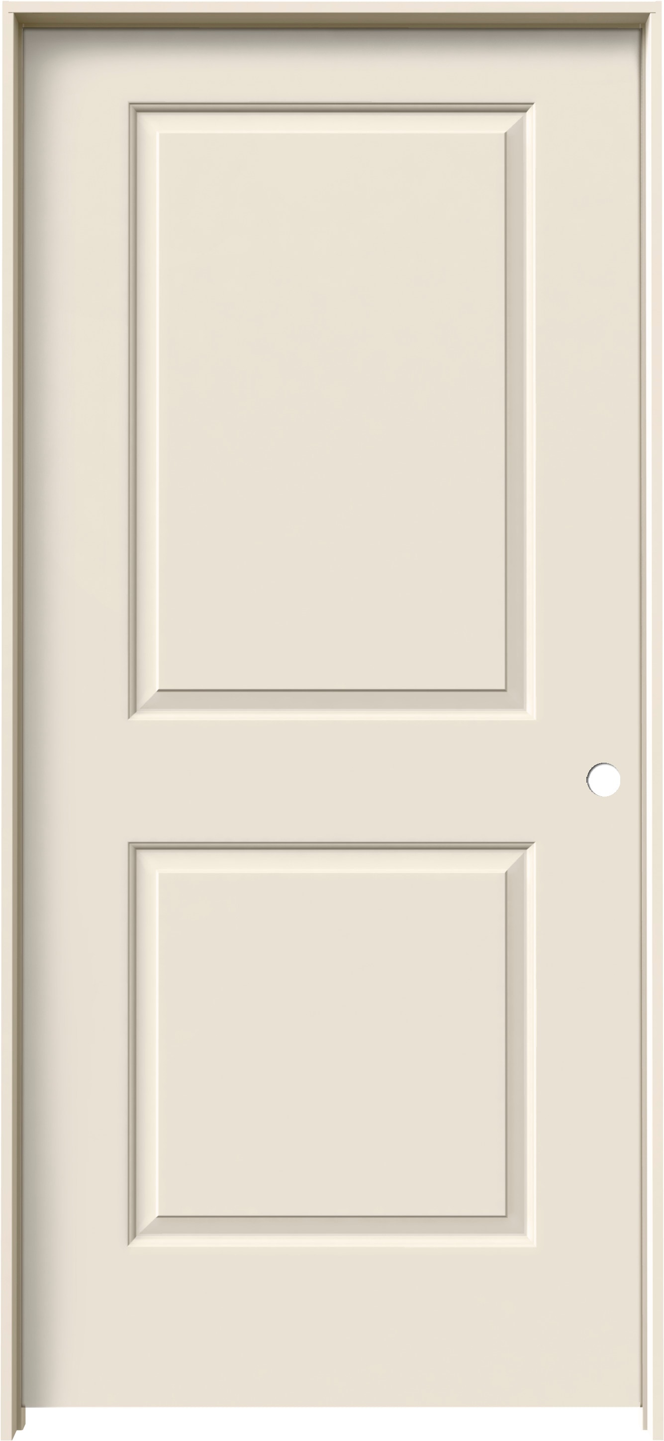 RELIABILT LOE830646 32-in x 80-in Primed Hollow core 2-panel square Left hand Smooth Primed Molded composite Flat Jamb Single Prehung Interior Door