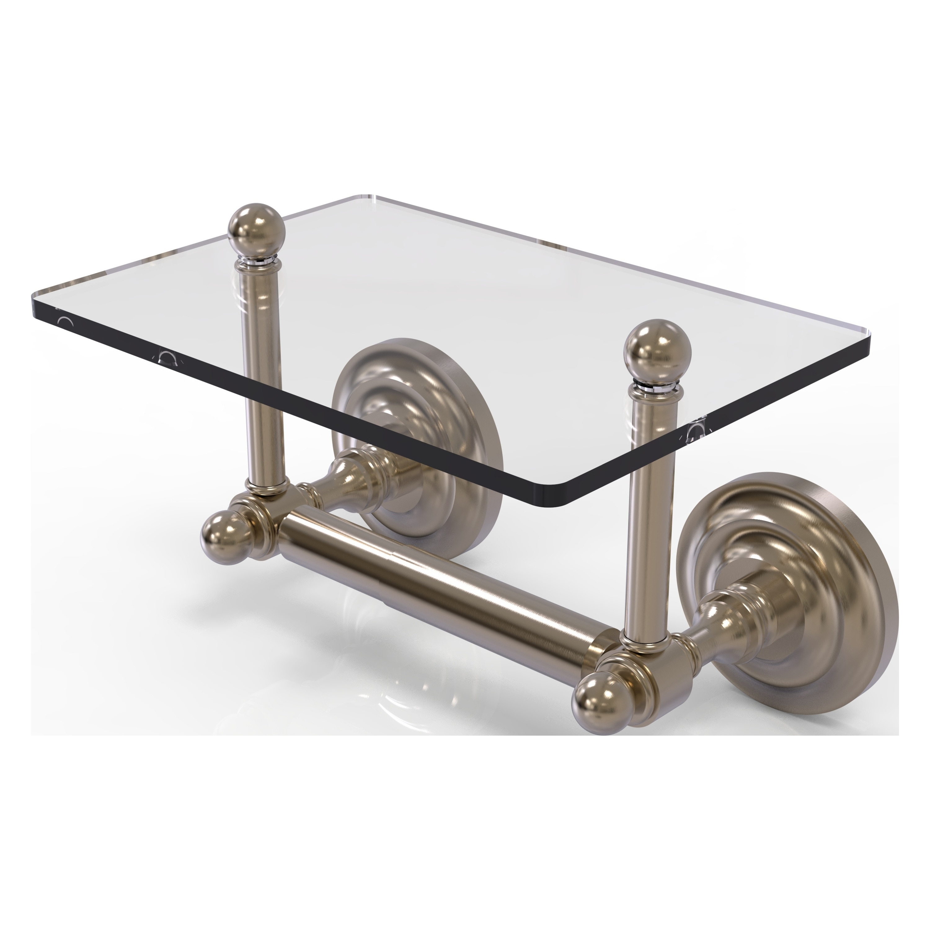 Allied Brass QN-GLT-24-PEW Que New Antique Pewter Wall mount Double post Toilet Paper Holder 1 -Rolls