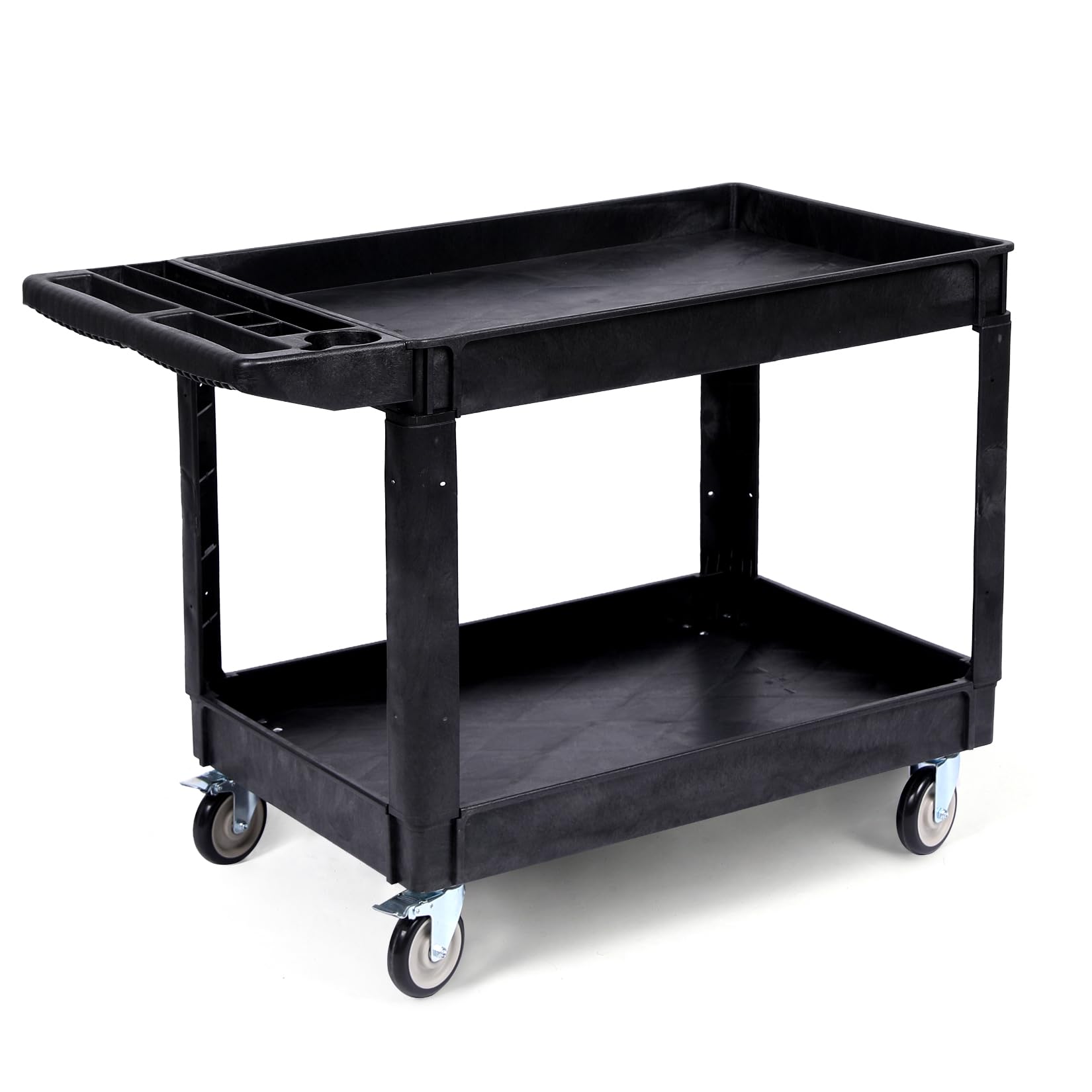 DEXSO 1 Pack 45.67 in D X 25.39 in W X 34.06 in H Black 2 Shelf Heavy Duty Rolling Utility Cart