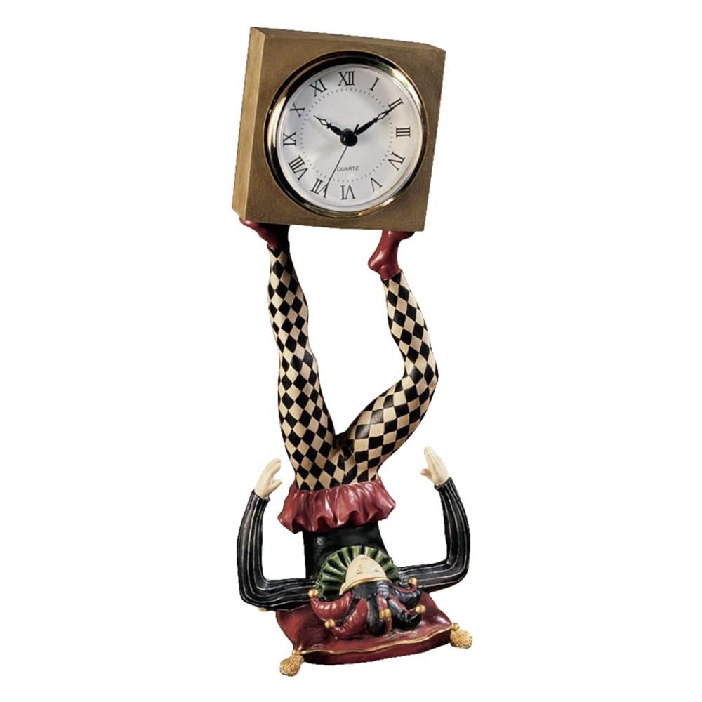 Design Toscano NG33744 Juggling Time Harlequin Jester Analog Square Tabletop Transitional