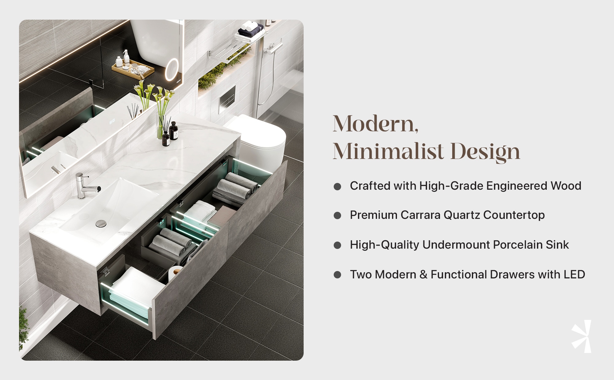 Eviva EVVN76-60CGR-SS Bath-Vanity-Combo - View #8