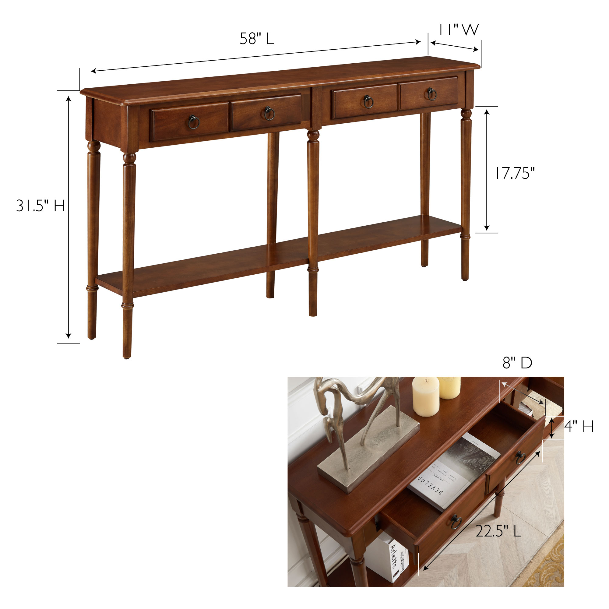 Leick Home 20028-PC Console-Sofa-Tables - View #2