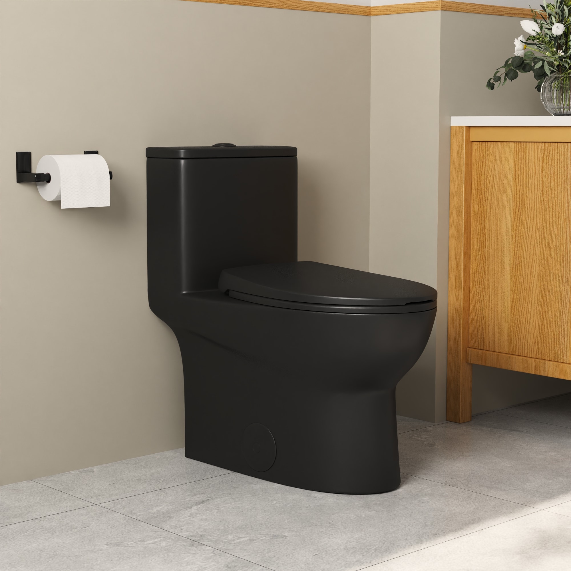 DeerValley - Ally Black Elongated Standard height 12-in Rough-In WaterSense 1.6 GPF Dual Flush So...