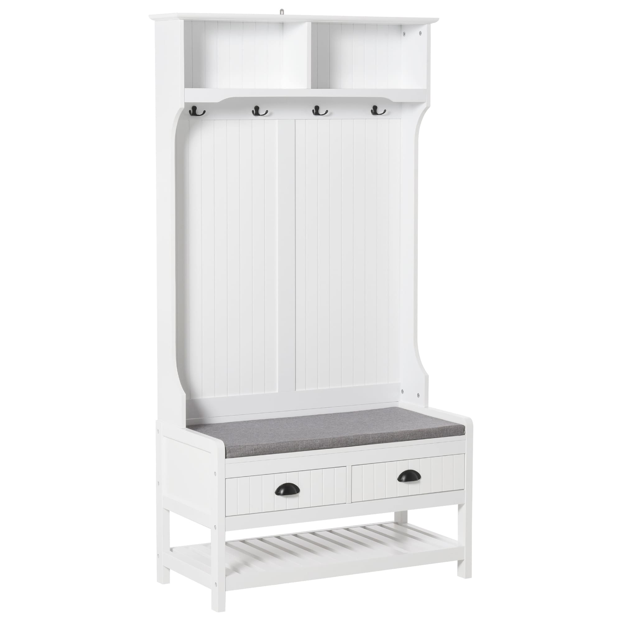 Flynama L-P217210 Modern 34.25-in White Wood Hall Tree