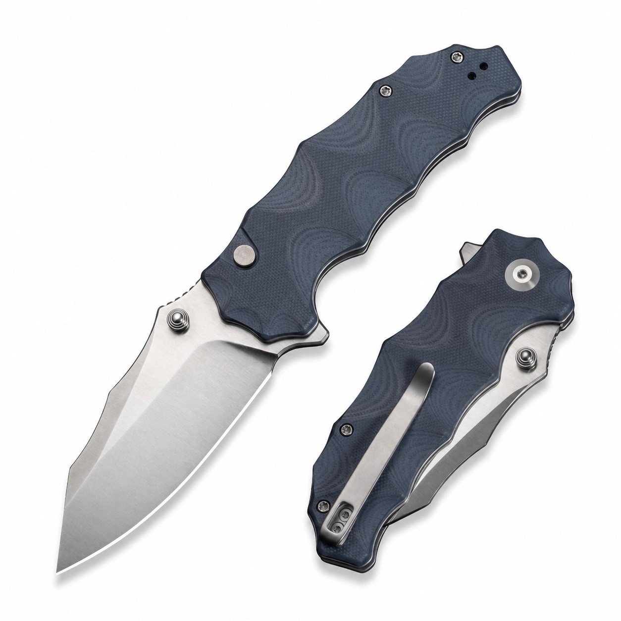 Etokfoks  3 19 in 14C28N Stainless Steel Drop Point Plain Edge Folding Knife with G10 Handle Thumb Stud Flipper Clip