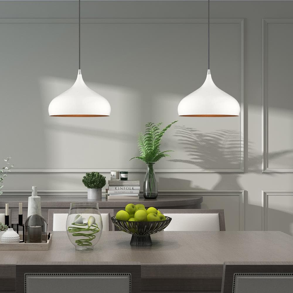 Amador Mini 1-Light Indoor/Outdoor Pendant in Shiny White and Gold