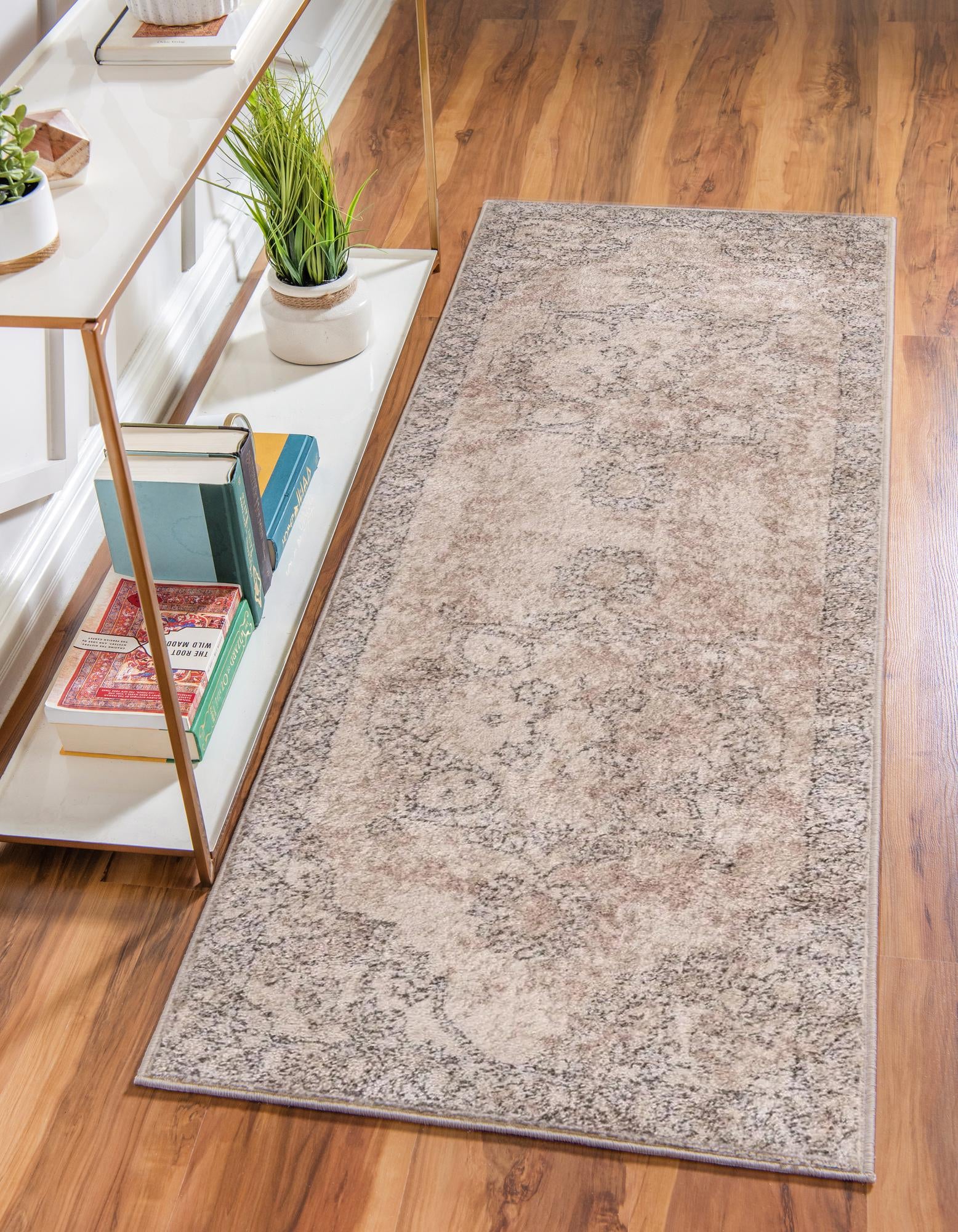Unique Loom 3147316 Portland 2 x 6 (ft) Loomed Polypropylene Ivory Rectangular Indoor Medallion Runner rug