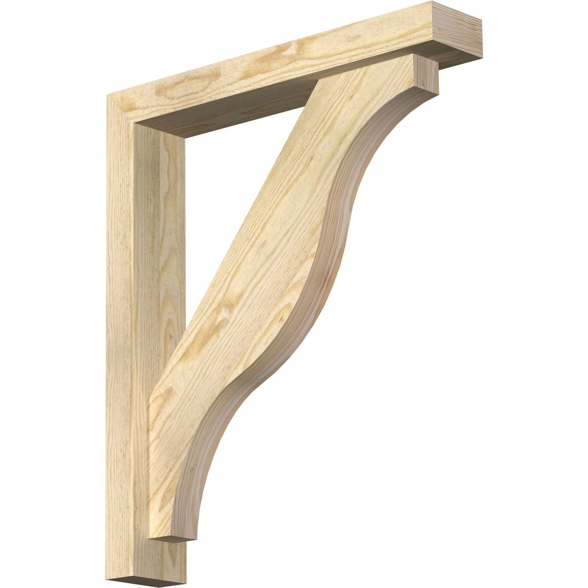 Ekena Millwork 1462421 Funston Block Rough Sawn Bracket with Offset Brace Douglas Fir Wood Standard Bracket