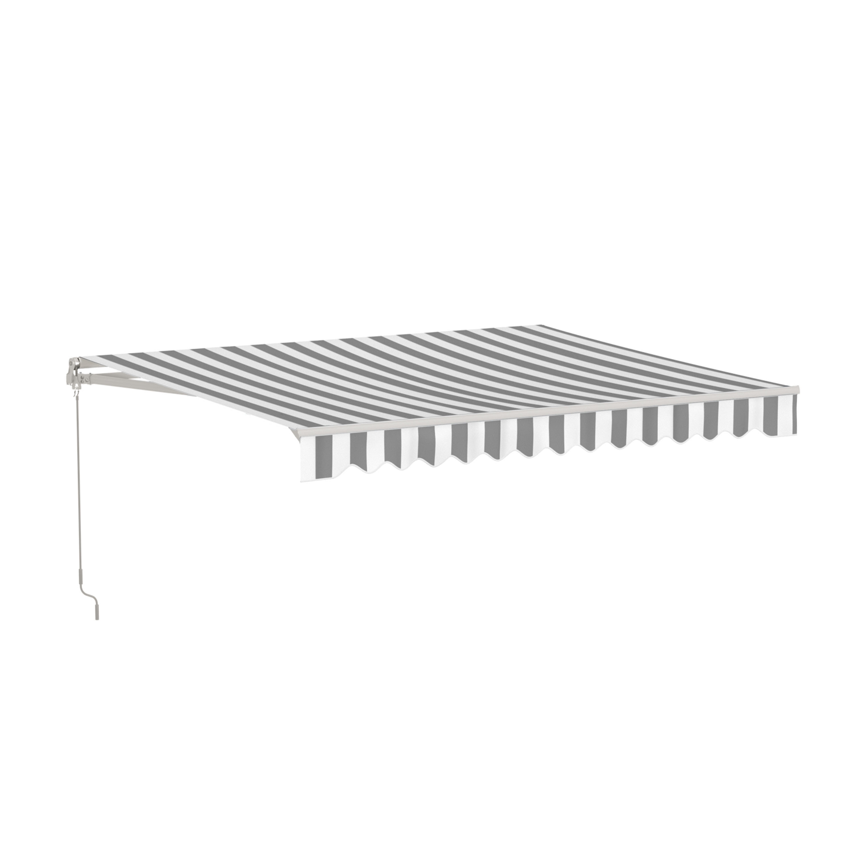 ALEKO AW10X8GREYWHT-LO 120-in Wide x 96-in Projection x 10-in Height Metal Gray and White Solid Manual Retractable Patio Awning