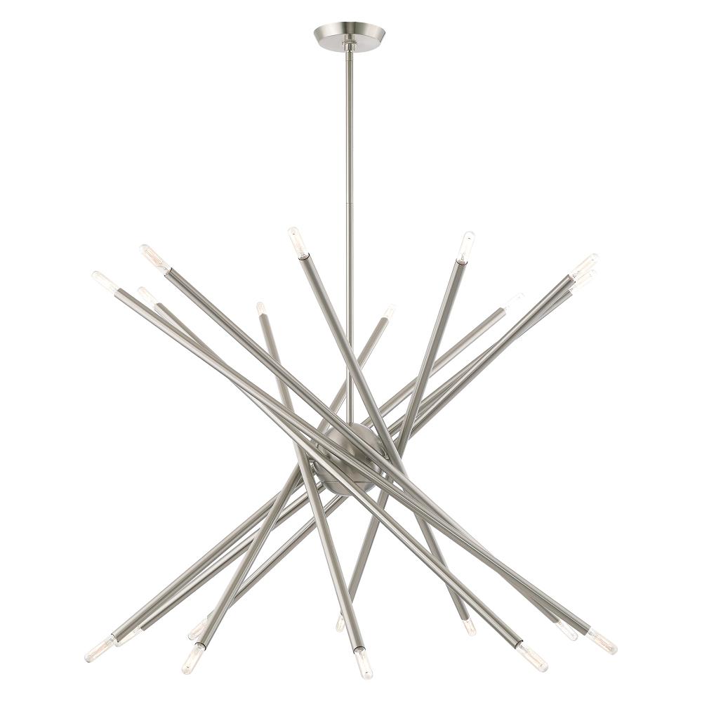 Livex Lighting 46779-91 Soho 20 -Light Brushed Nickel Mid-century For Use in Bathrooms, Bedrooms, Dining Rooms, Foyers, Kitchens, Living Rooms Chandelier