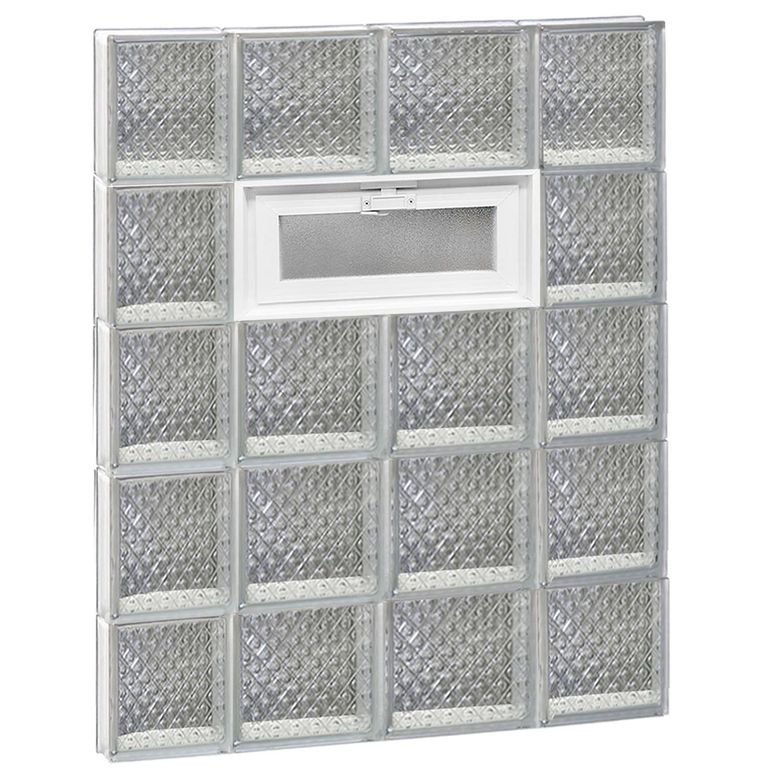 REDI2SET V2840DP Diamond Glass 27-in x 38-3/4-in Frameless Replacement Vented Glass Block Window