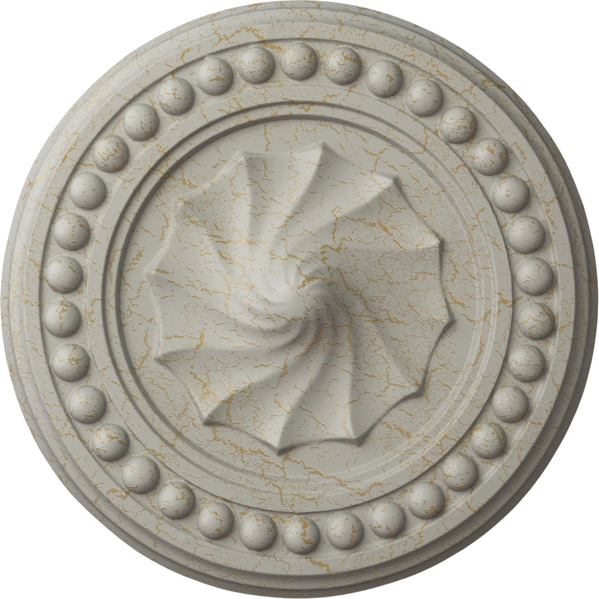 Ekena Millwork CM15FOPCC Foster Shell 15.75-in W x 15.75-in L Painted Pot Of Cream Crackle Polyurethane Whole Ceiling Medallion