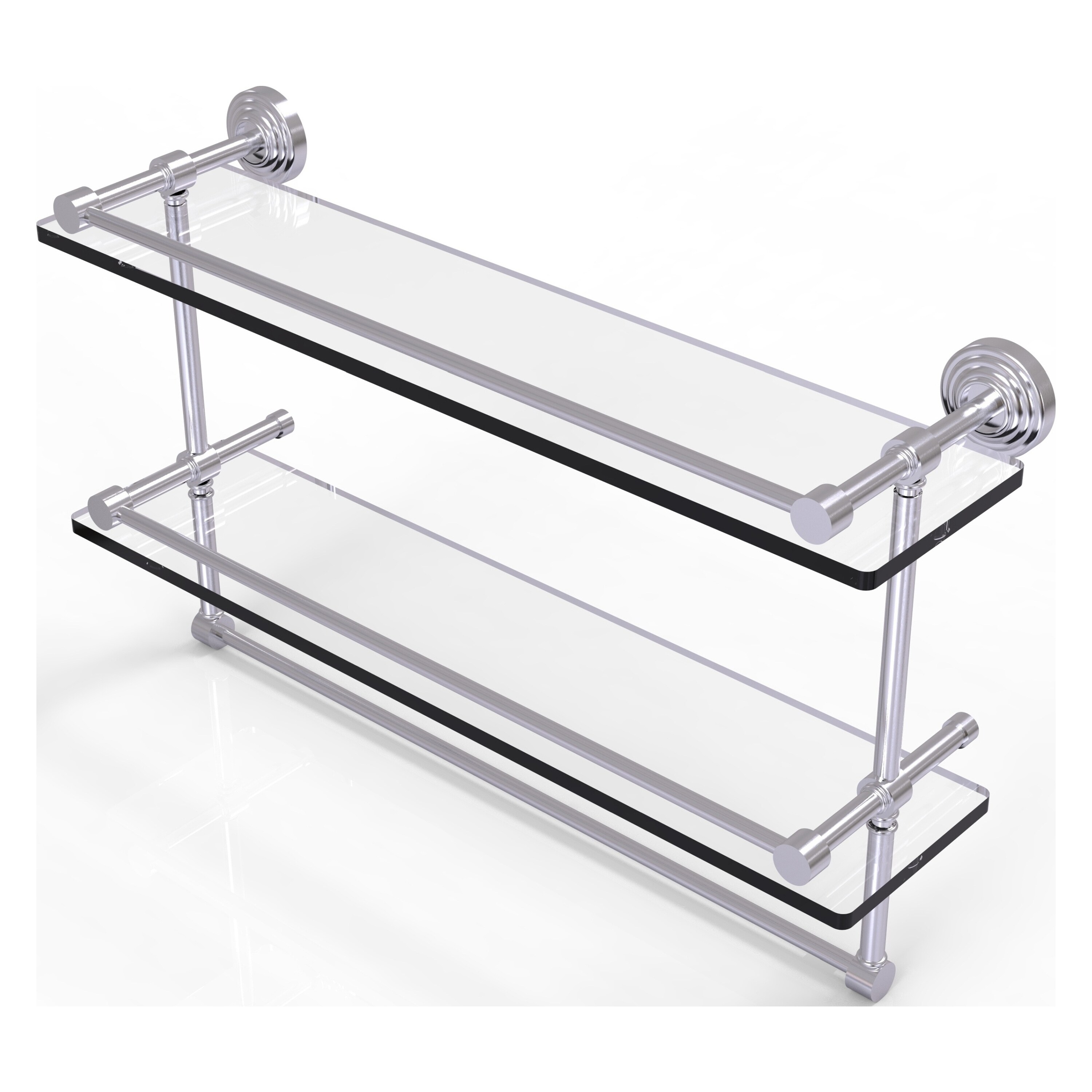 Allied Brass WP-2TB/22-GAL-SCH Waverly Place Satin Chrome 2 -Tier Wall mount Bathroom Shelf ( 22-in x 12-in x 5-in )