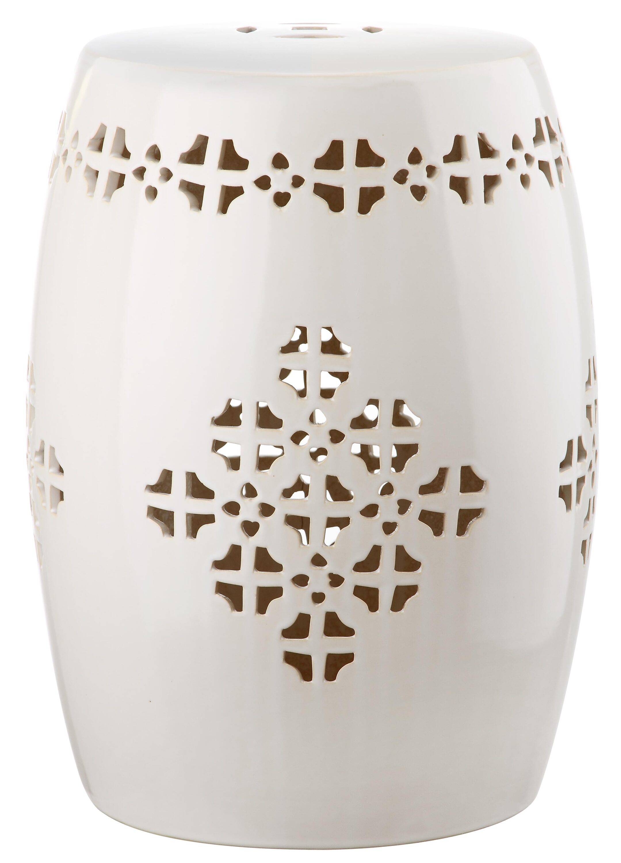 Safavieh ACS4535B 18-in Cream Ceramic Barrel Garden Stool