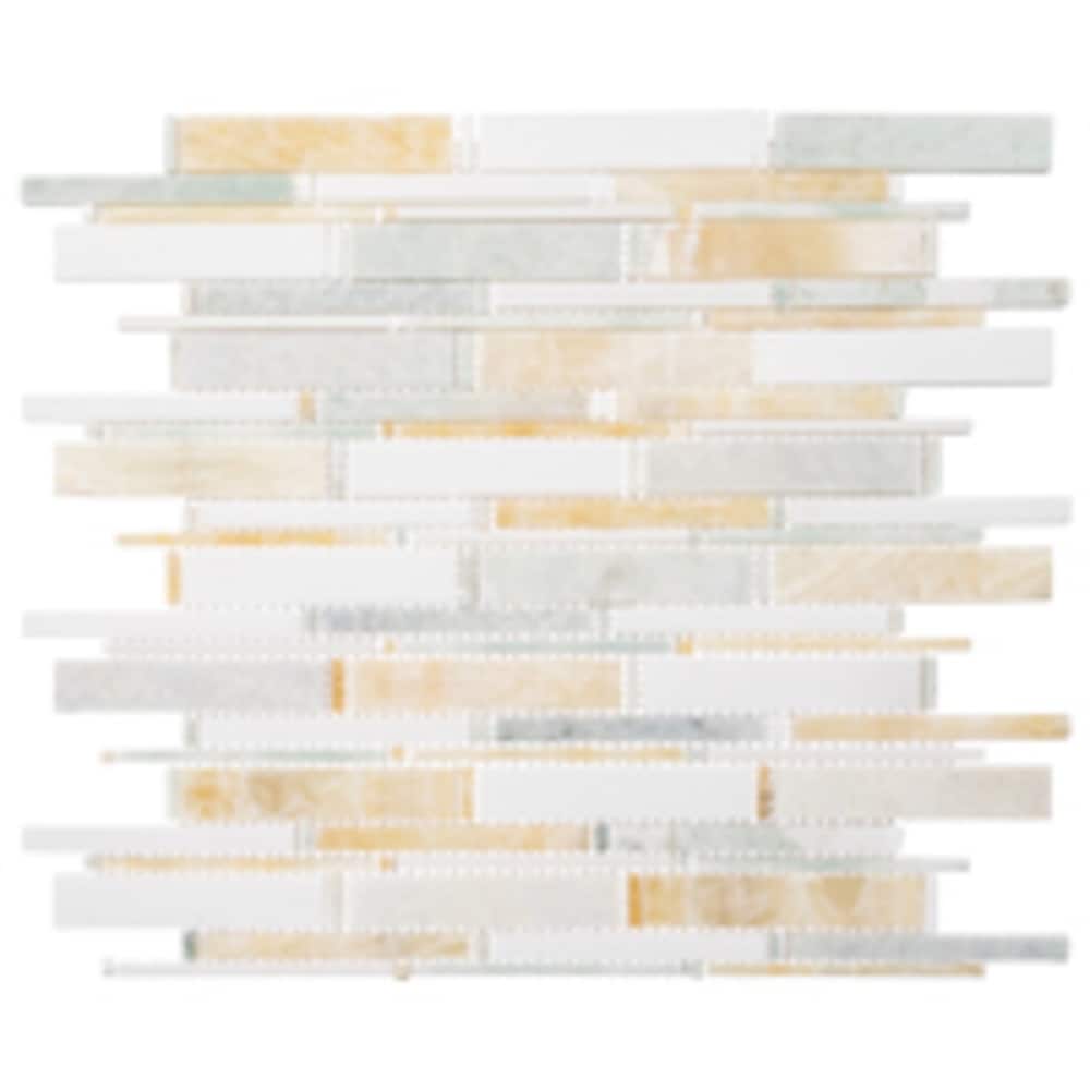 Knoll Orange and White Marble Mosaic Tile
