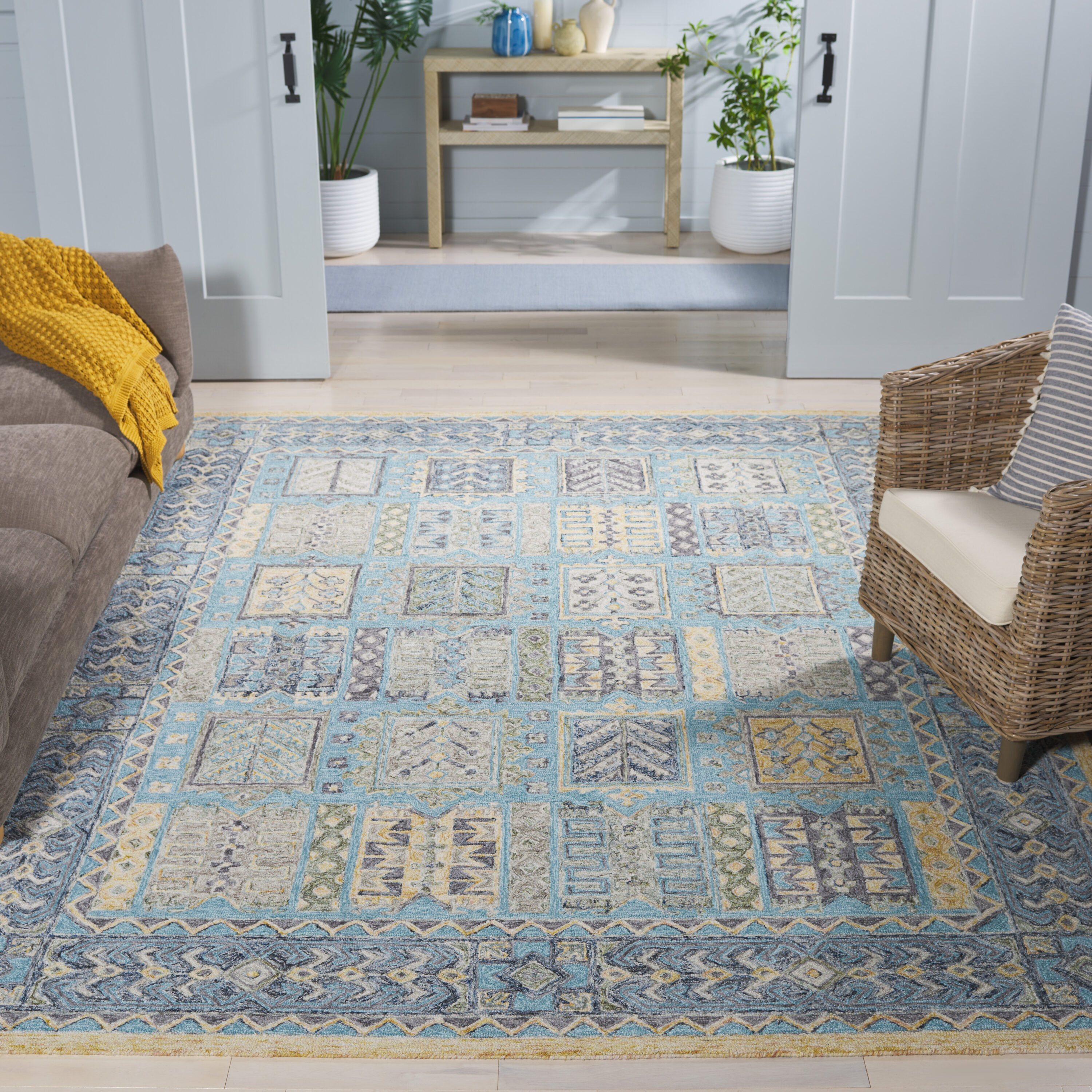  Metro 753 Teal/Blue Traditional 6ft x 9ft Medium Rectangle Rug