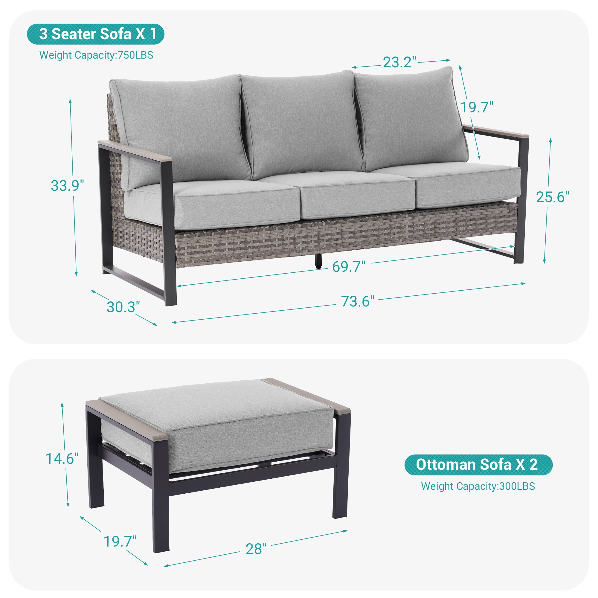 Sonkuki SD-R-HLY-120T2 Patio-Conversation-Sets - View #3