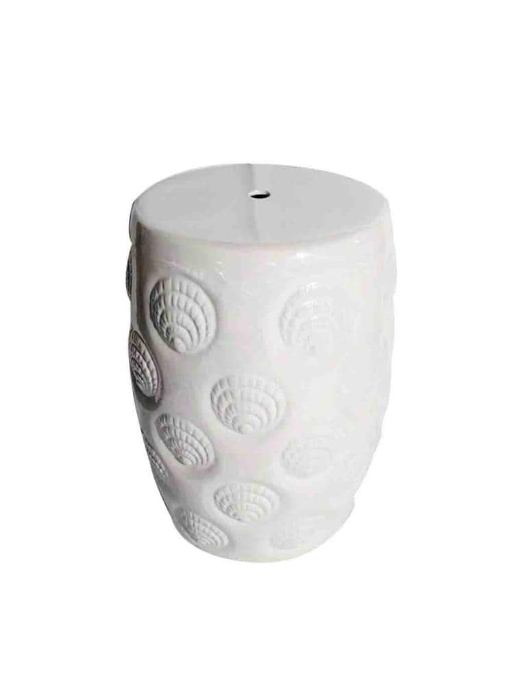 Galt International GD16422PELAM 18.11-in White Ceramic Barrel Garden Stool