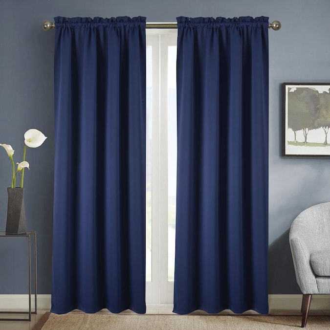 Olivia Gray 90 In Navy Blue Polyester, Navy Blue Curtain Panels
