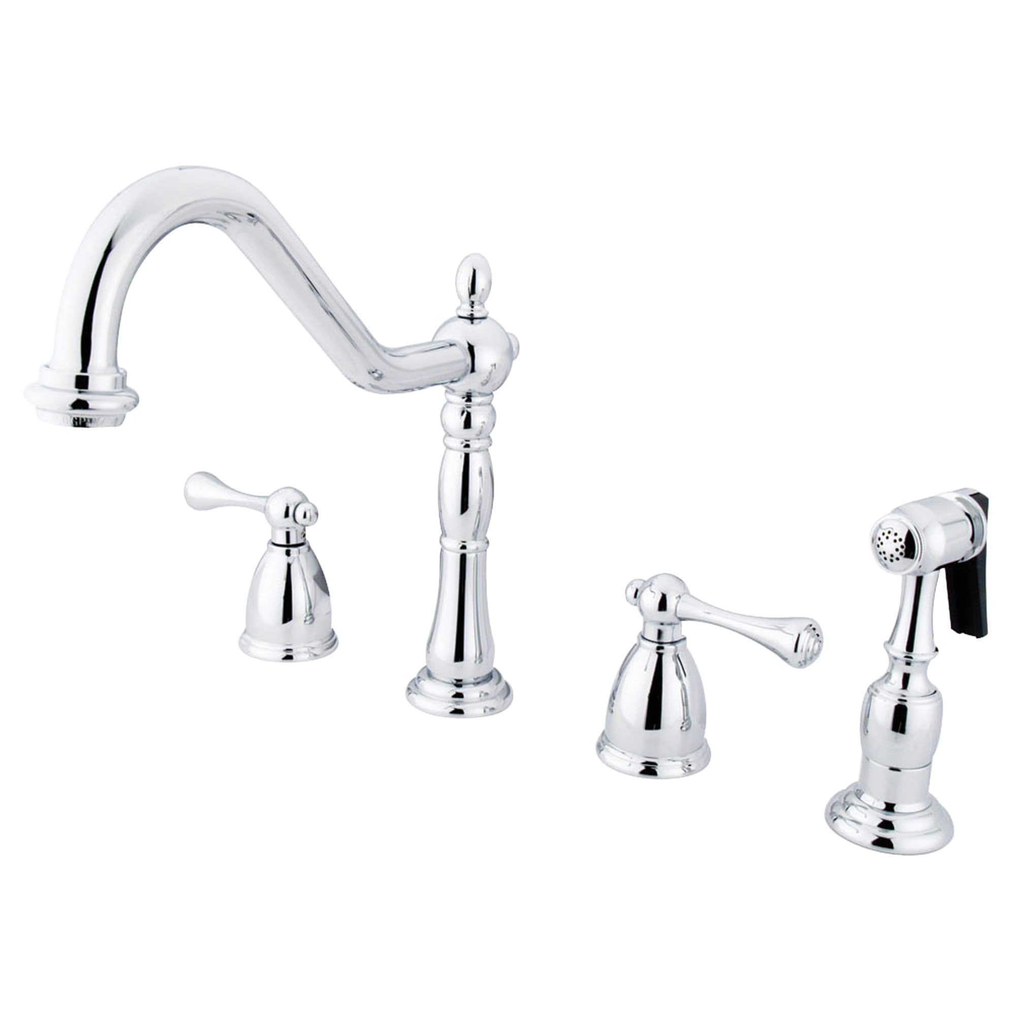Elements of Design EB1791BLBS New Orleans Chrome Double Handle Deck-mount Bridge Kitchen Faucet ( Side Sprayer Included )