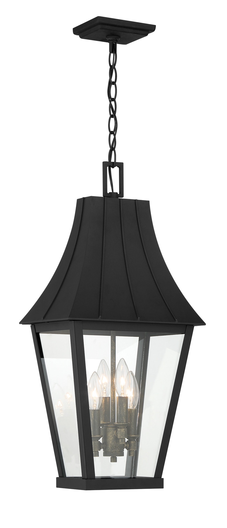 Chateau Grande 4-Light Sand Coal and Gold Outdoor Hanging Lantern