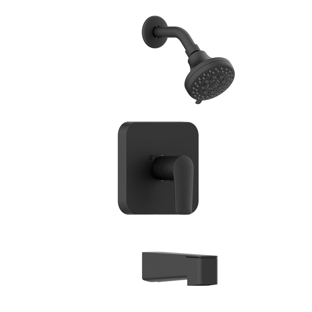 allen + roth F12A0012BL Dunmore Matte Black 1-handle Multi-function 3.752-in Round Bathtub and shower Faucet with Valve