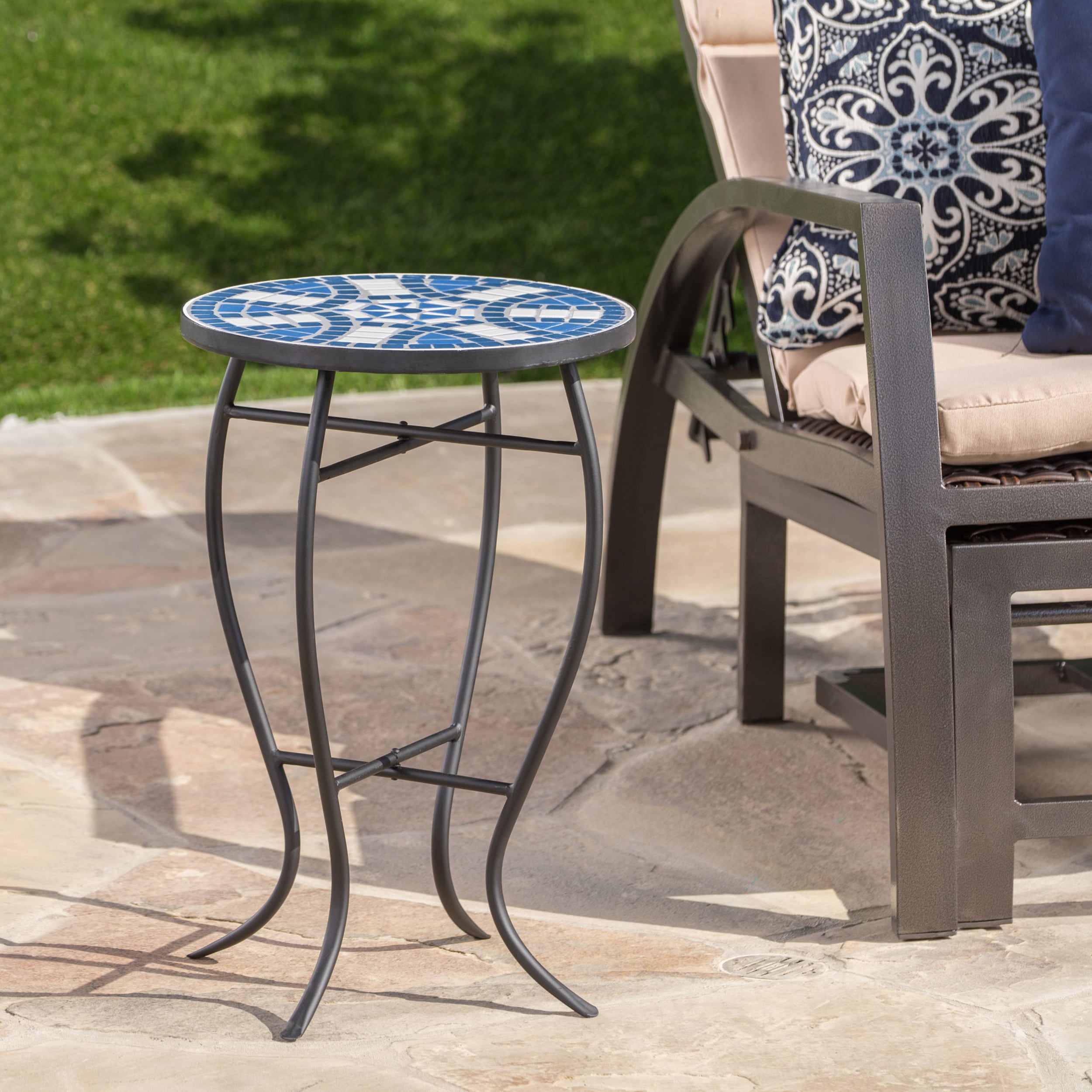 Moda Furnishings MD61302 GIGI Round Outdoor End 13.75-in W x 13.75-in L