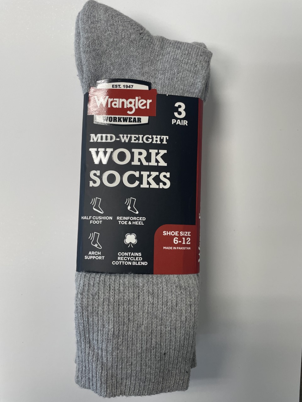 Wrangler Men's Cotton Blend Crew Socks (3-Pack) in the Socks department at