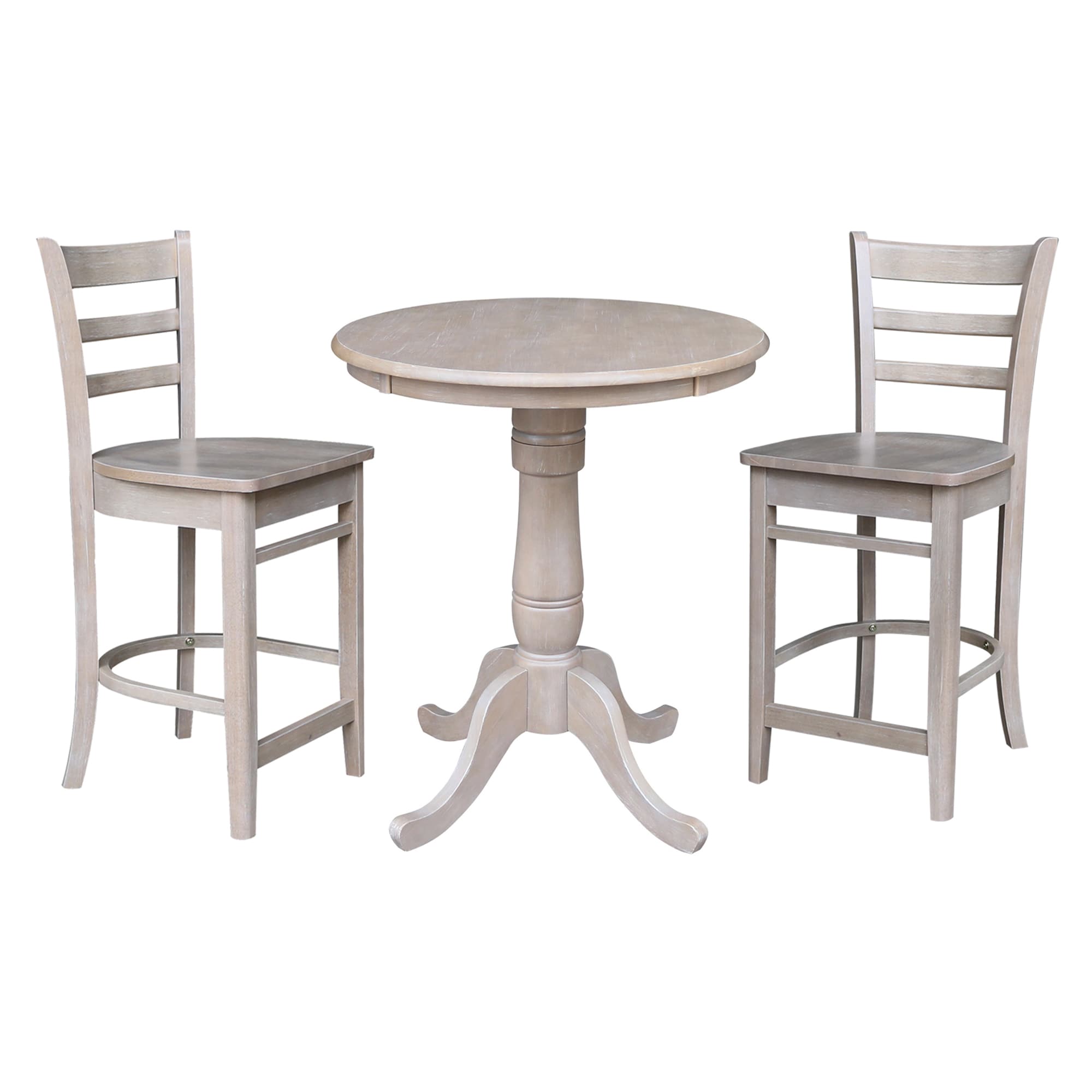 International Concepts K09-30RT-S6172-2 Washed gray taupe Traditional Dining Room Set with Round Table ( Seats 2 )
