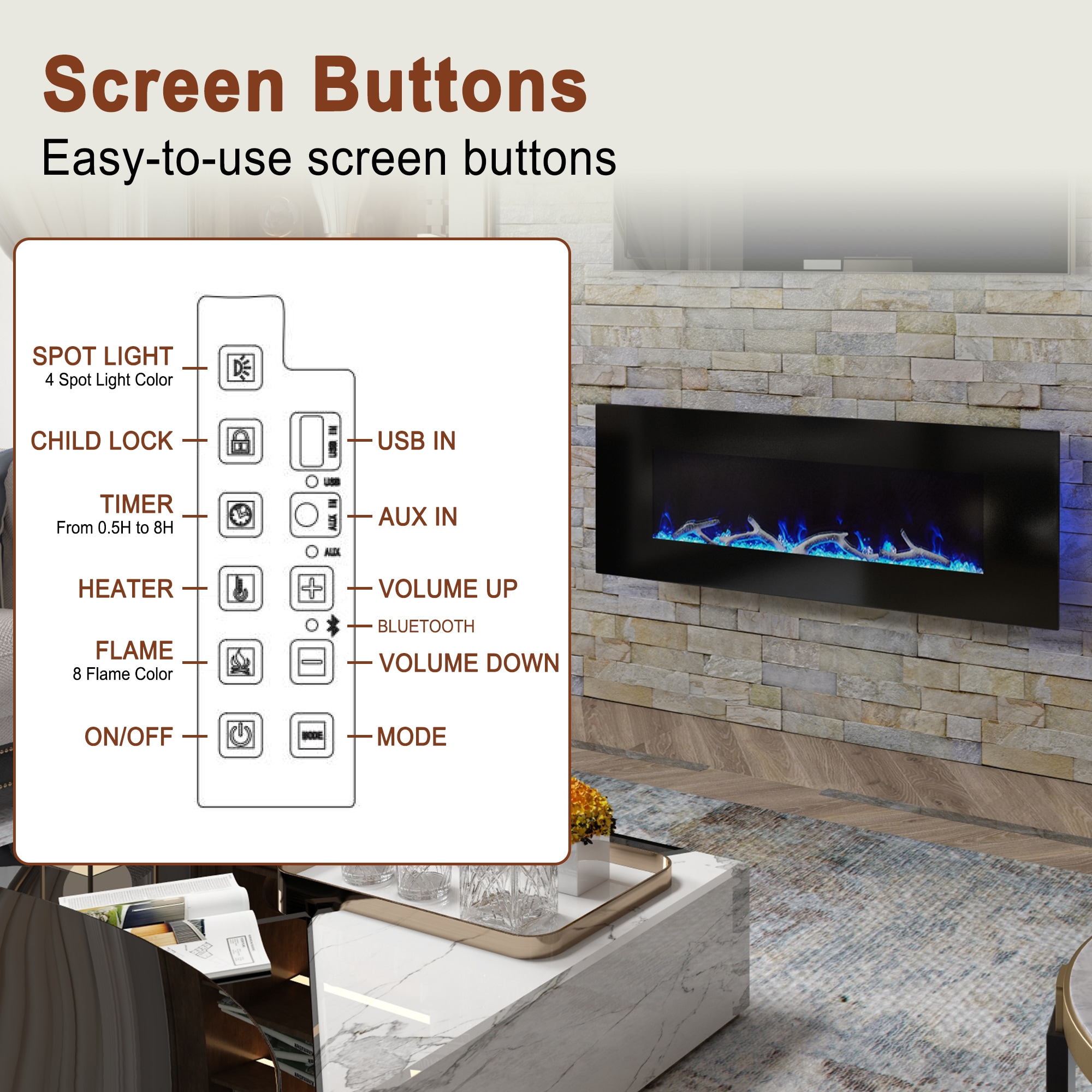 Mondawe WF-ZHX-BS-50 Electric-Fireplaces - View #4